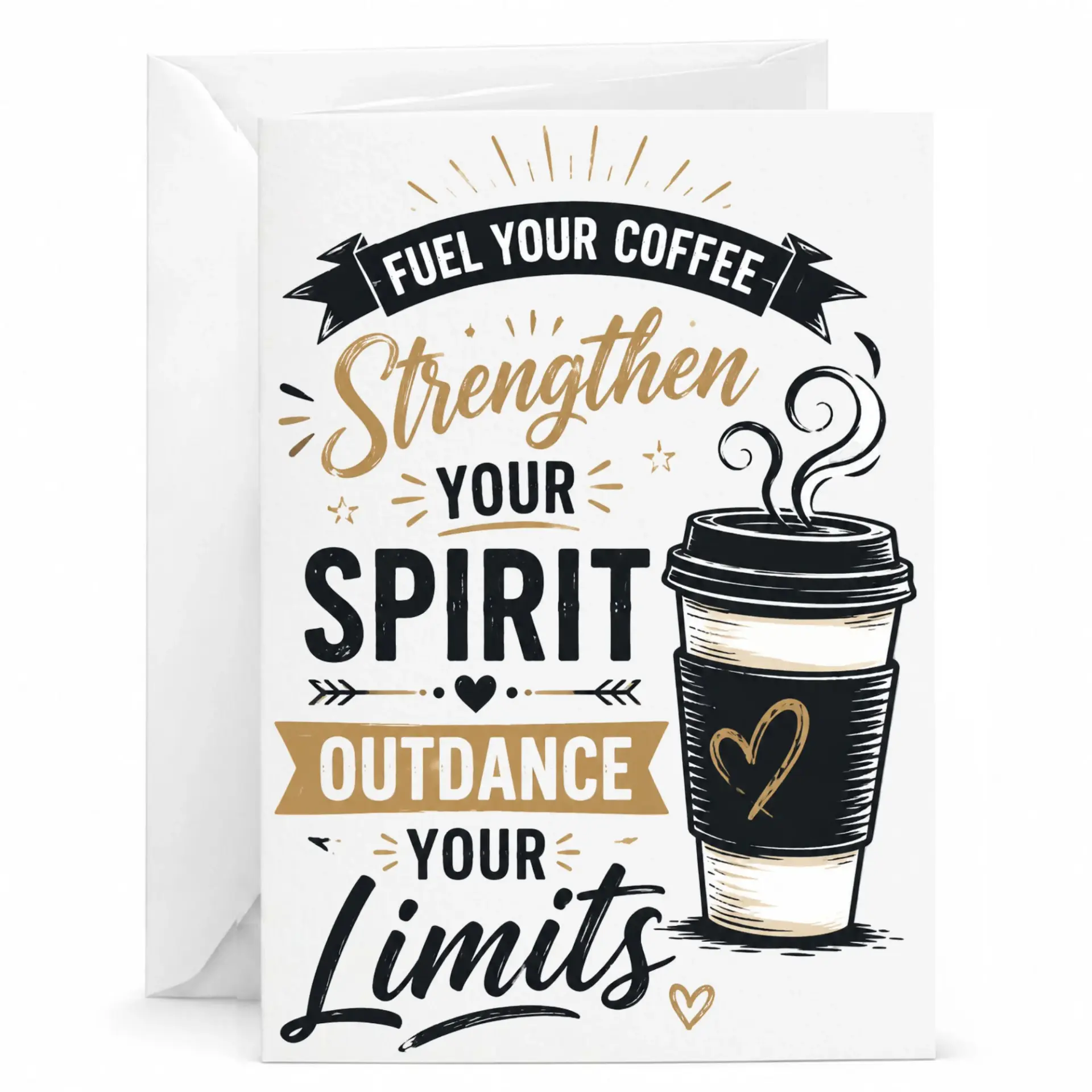 Greeting Card with Coffee Theme Inspirational Quote for Morning Motivation and Daily Positivity