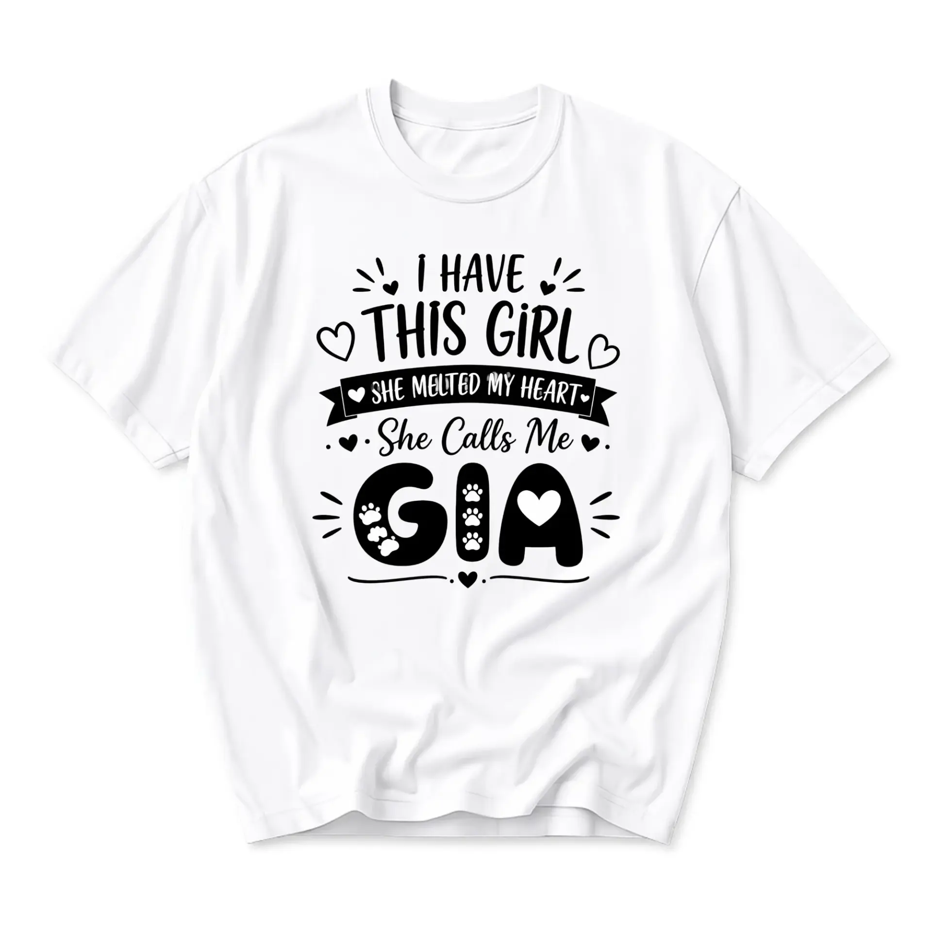 T-shirt Graphic Tee I Have This Girl She Melted My Heart Calls Me Casual