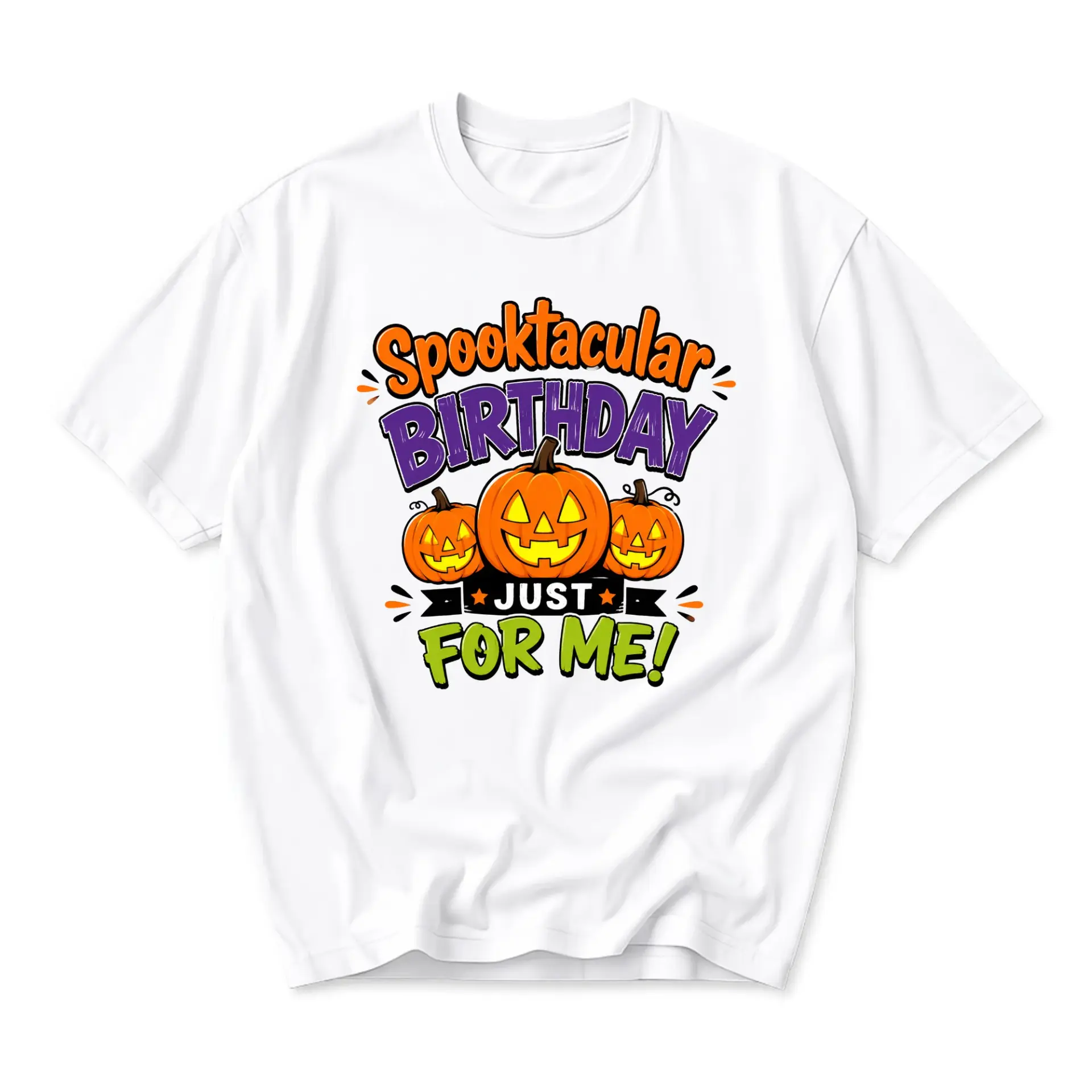 Funny Shirt Spooktacular Birthday Just for Me Graphic Tee Unisex Crew Neck Apparel for Casual Wear and Festive Events