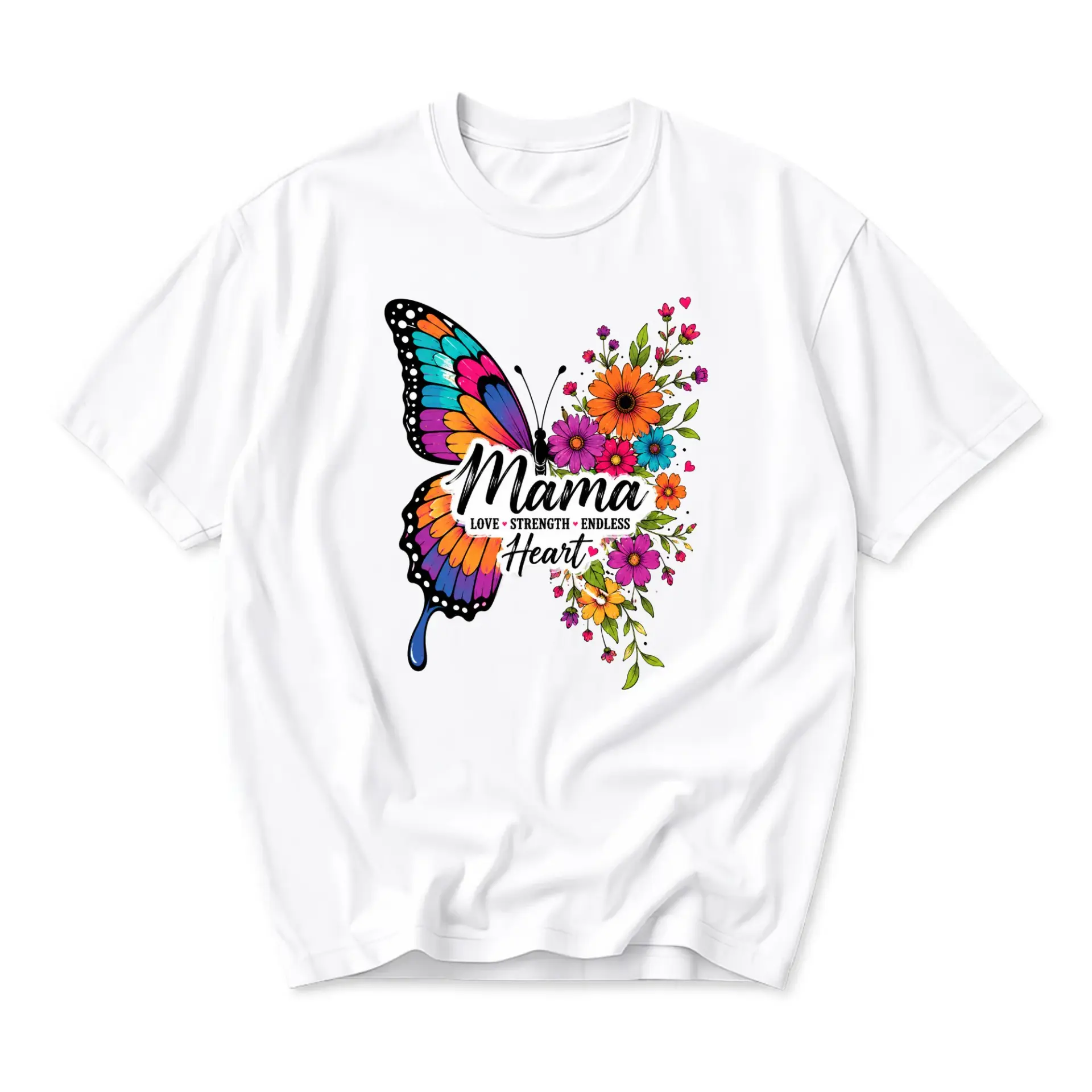 Graphic Tee Mama Butterfly Floral Design Unisex Crew Neck Soft Cotton Casual Everyday Top Apparel Short Sleeve Shirt