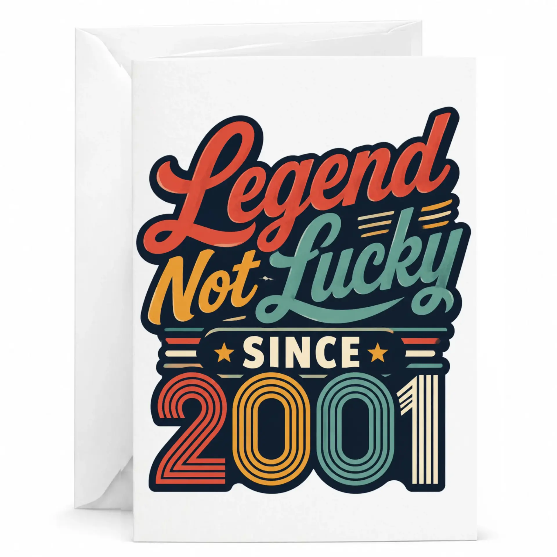 Birthday Card Legend Not Lucky Since 2001 Vintage Retro Style Greeting Card for Milestone Celebration