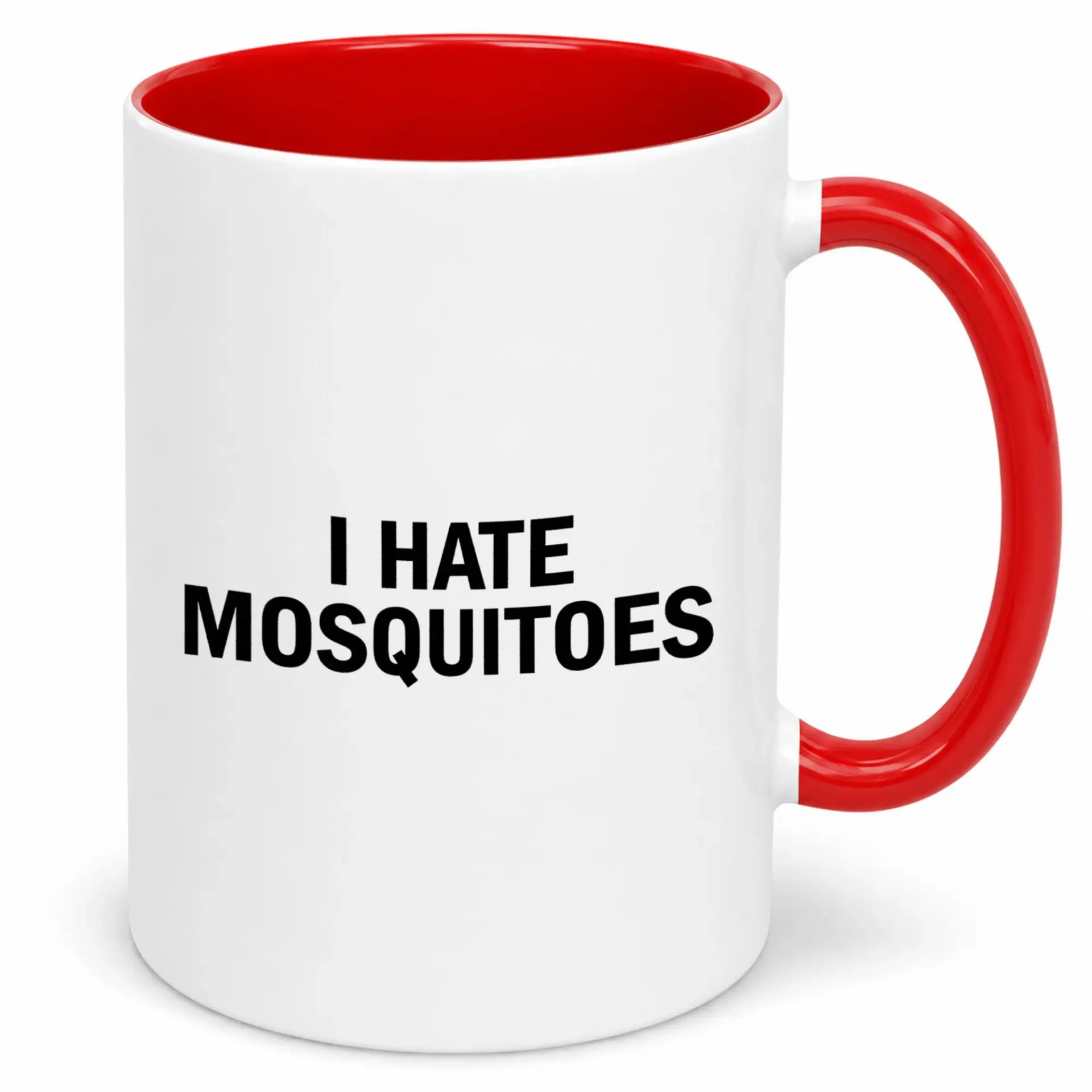 Funny I Hate Mosquitoes Ceramic Coffee Mug with Red Handle and Interior for Morning Beverage Enjoyment and Gift