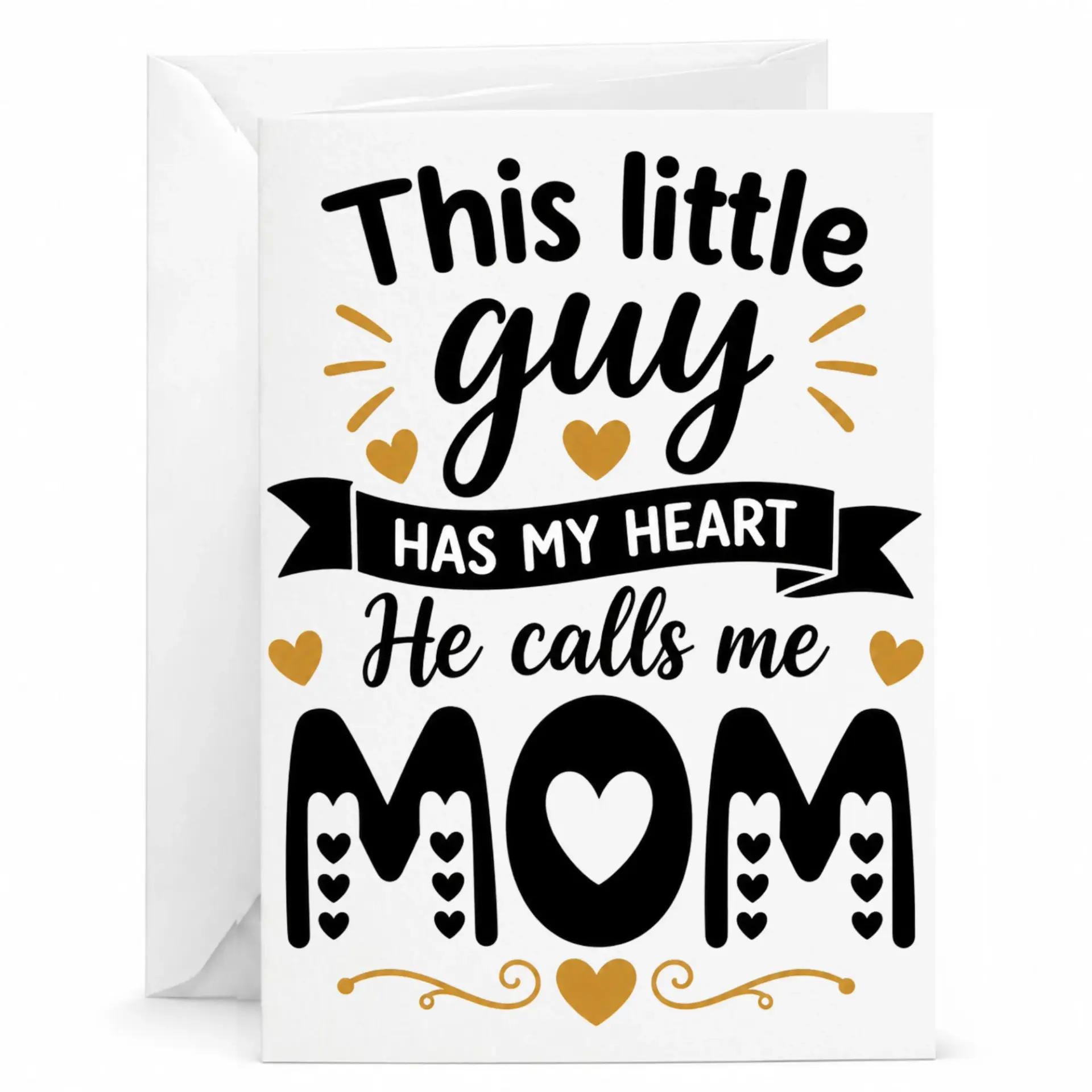 Greeting Card This Little Guy Has My Heart He Calls Me Mom Script Typography Design for Mother's Day Birthday