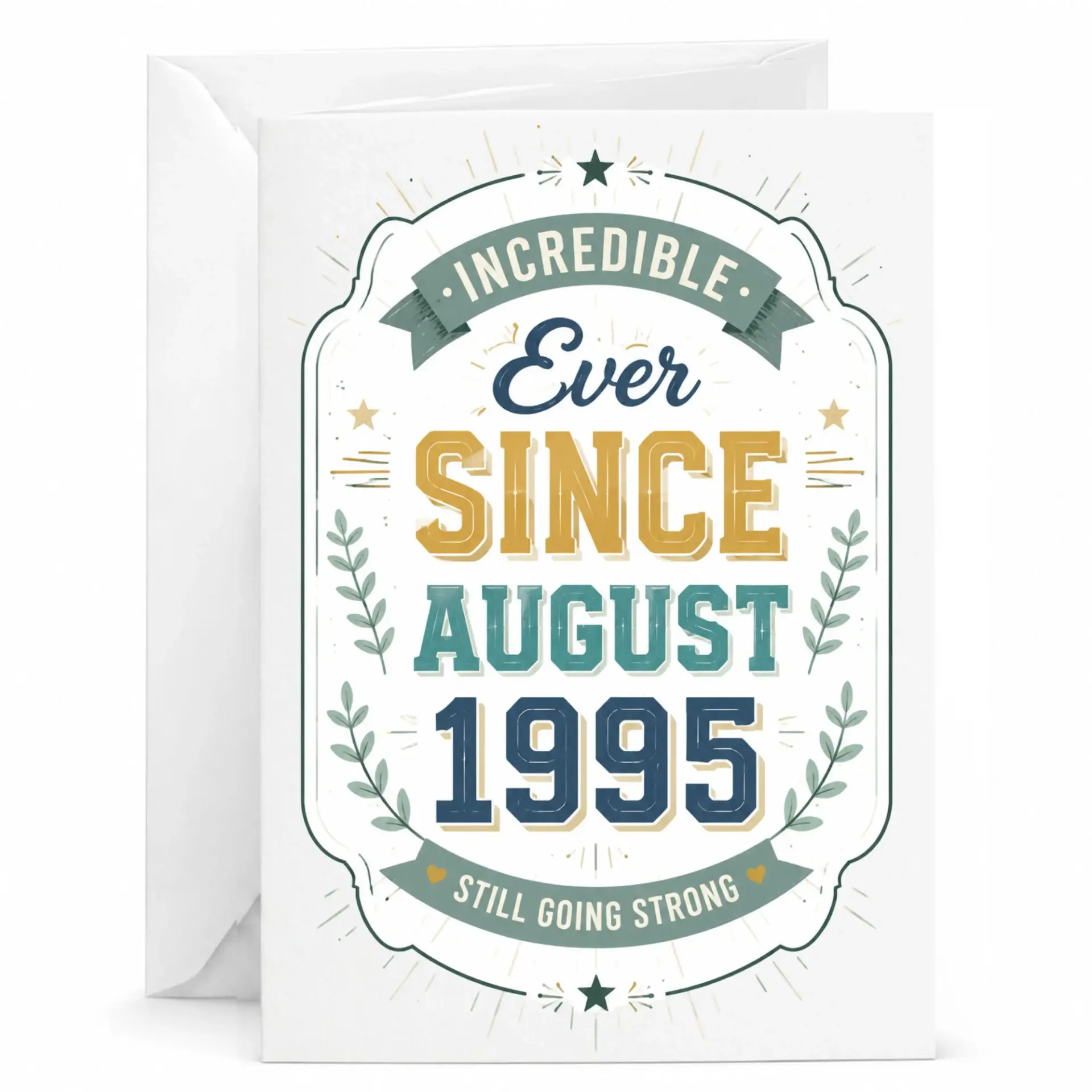 Birthday Card Incredible Ever Since August 1995 Vintage Style Greeting Card for Milestone Celebration and Anniversary