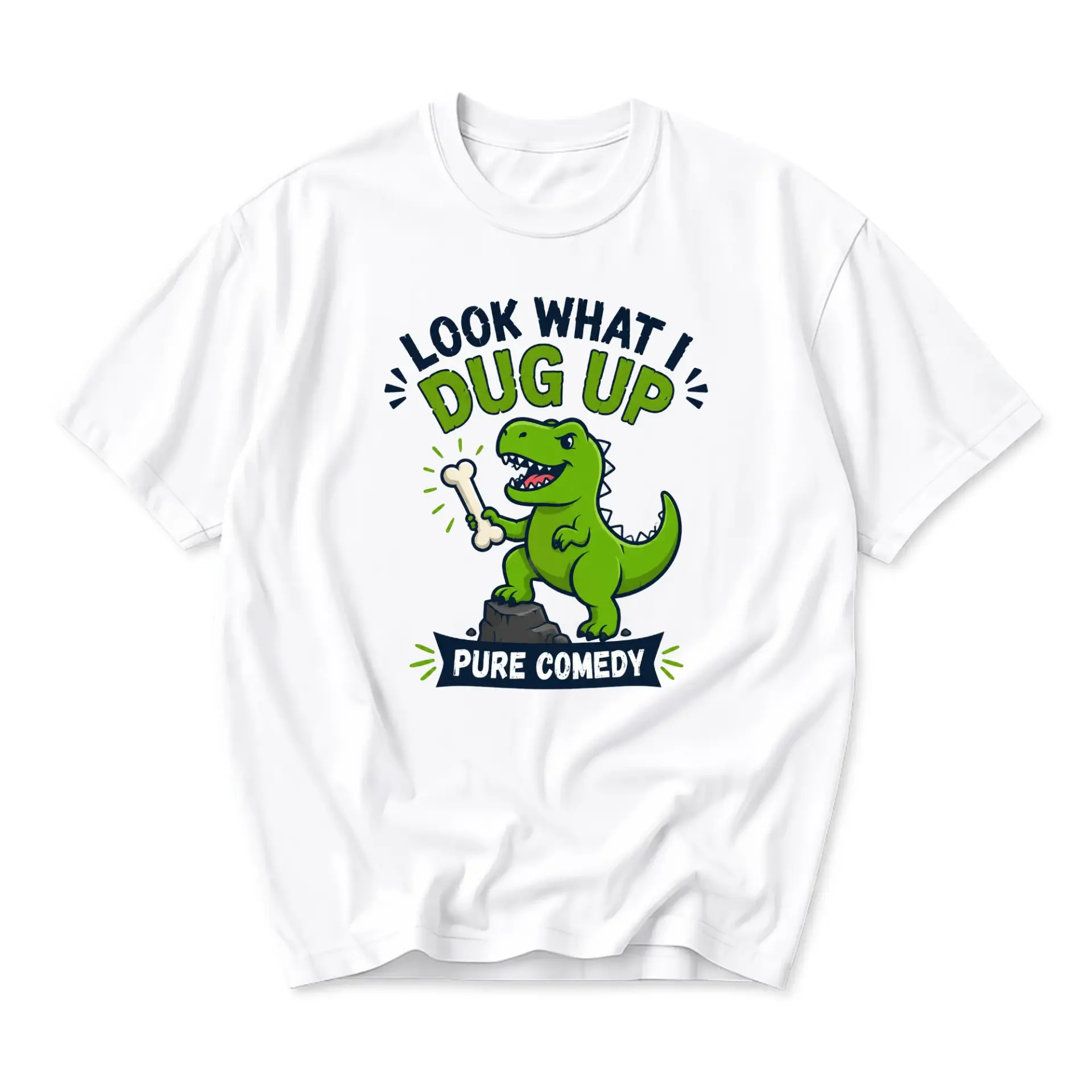 Funny Shirt Look What I Dug up Dinosaur Graphic Tee Unisex Cotton Casual Top for Men and Women Everyday Apparel