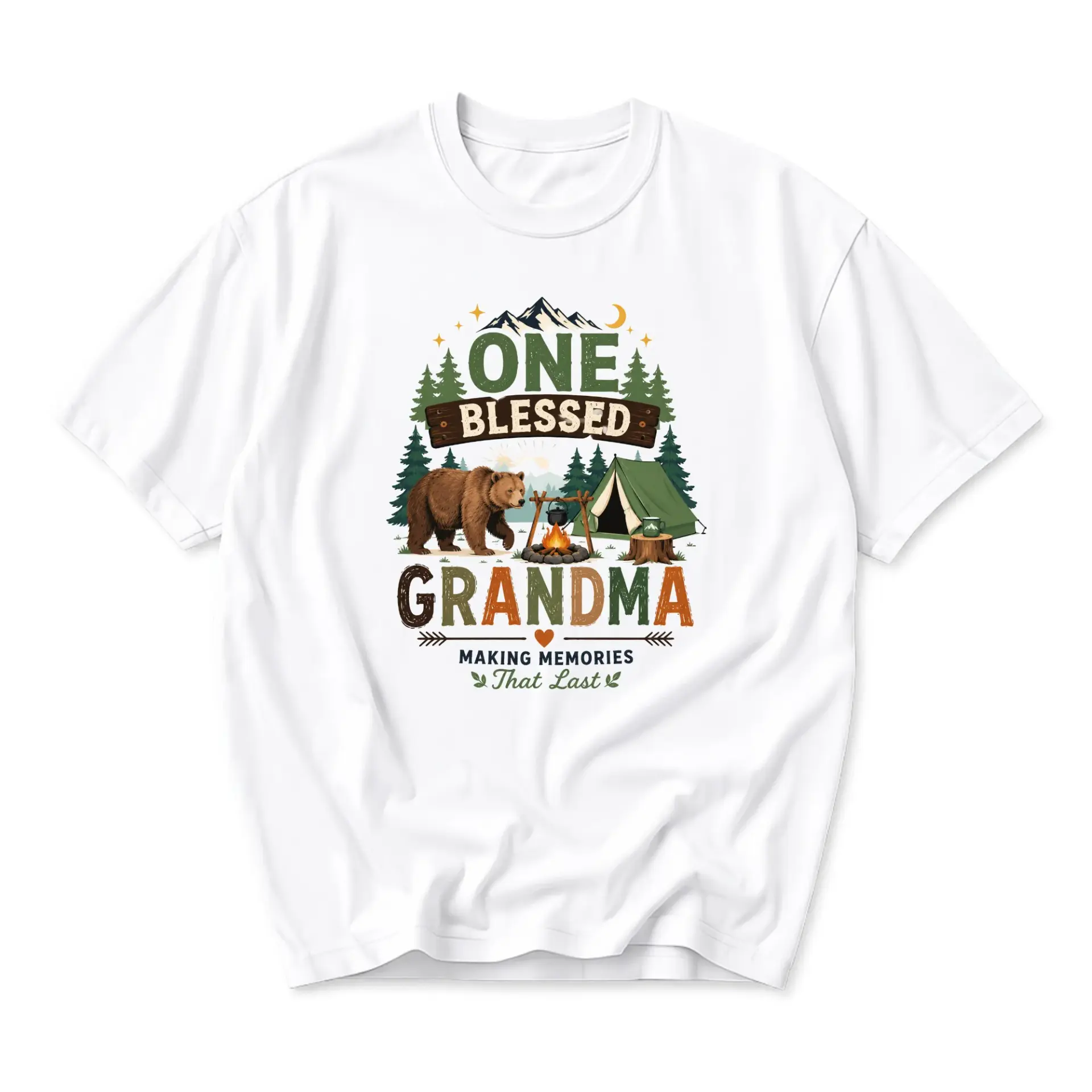 T-shirt Graphic Tee One Blessed Grandma Camping Theme Outdoors Unisex