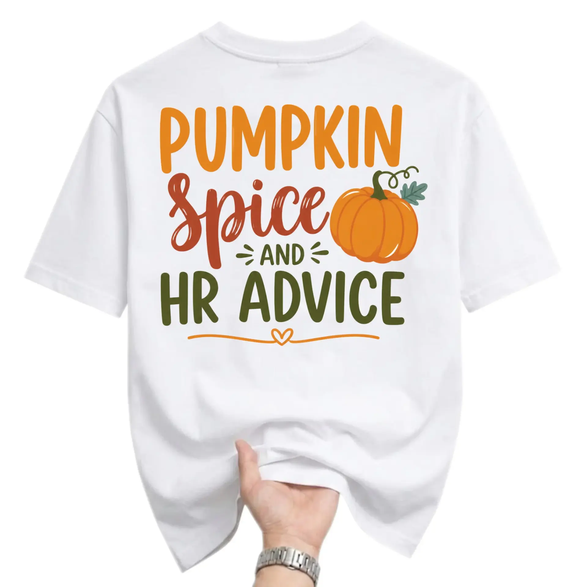 Funny Shirt Pumpkin Spice and Hr Advice Graphic Tee for Office Professionals Casual Unisex Crew Neck Seasonal Top