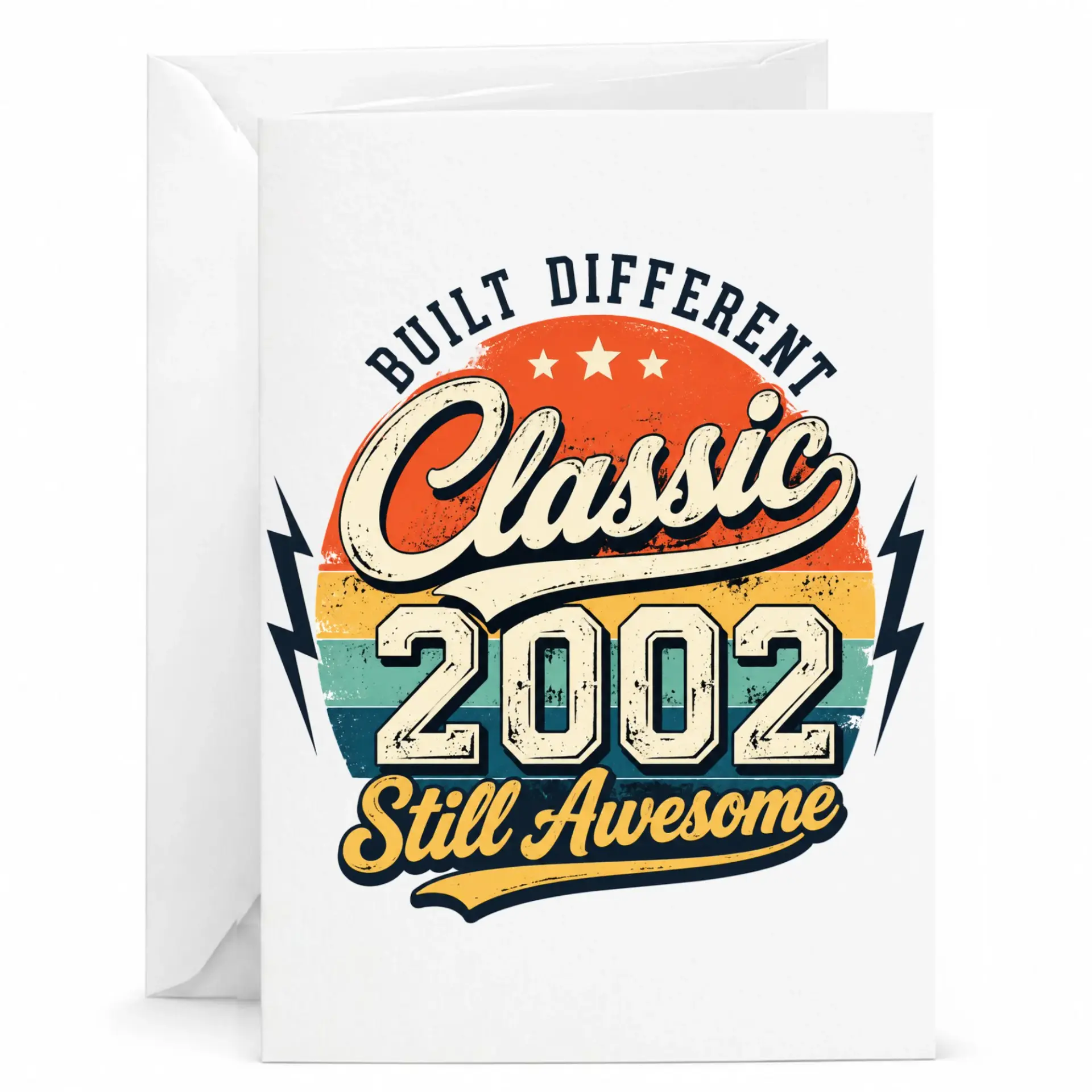 Greeting Card Built Different Classic 2002 Still Awesome Vintage Retro Style Birthday Note Card for Milestone Celebration