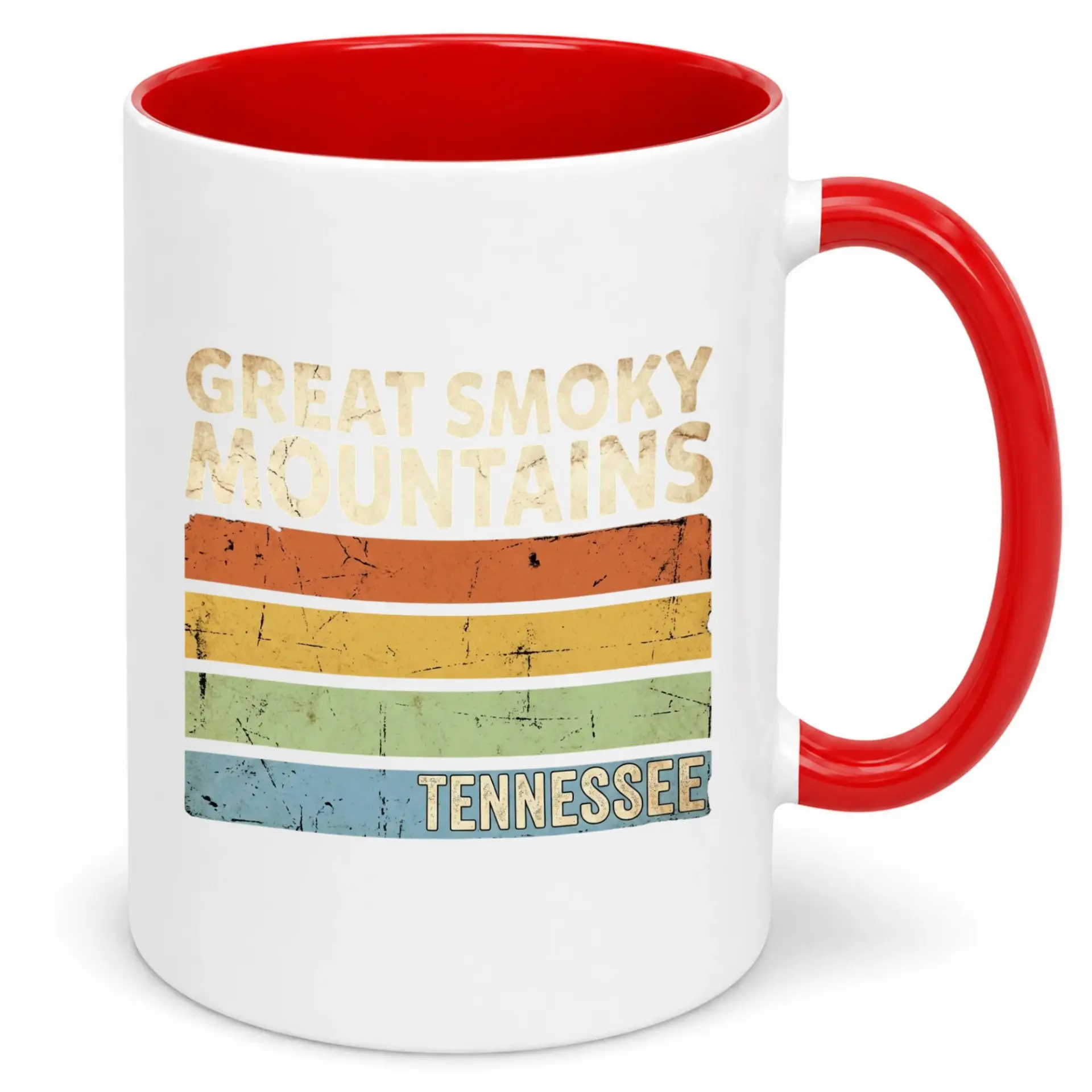Coffee Mug, Great Smoky Mountains Tennessee Vintage Style Ceramic Drinkware, Scenic Outdoor Theme Kitchen Beverage Cup, Unique Gift for Travelers and Nature Lovers