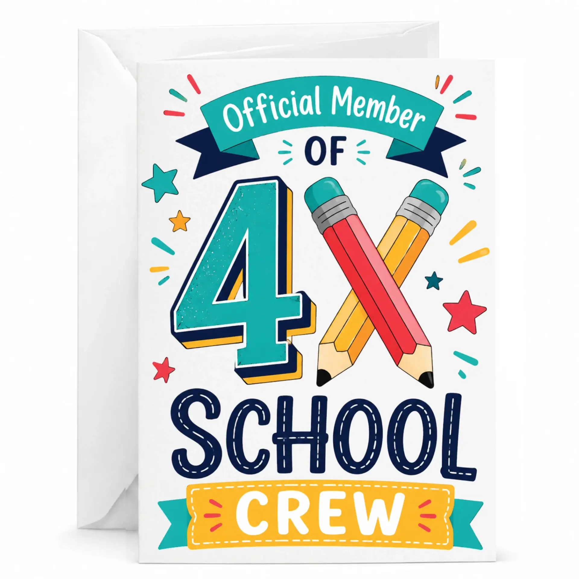 Greeting Card Official Member of 4th School Crew Fun Pencil Illustration Design for Milestone