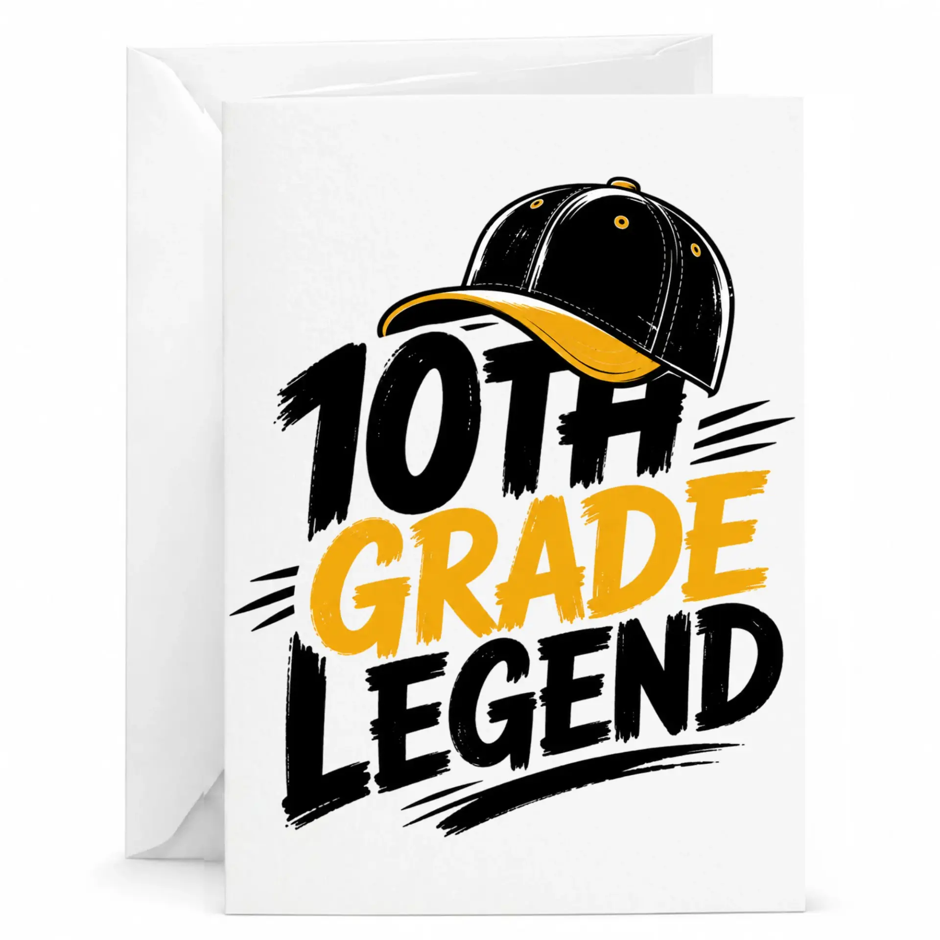 Greeting Card 10th Legend Design with Baseball Cap Illustration for Academic and Celebrations