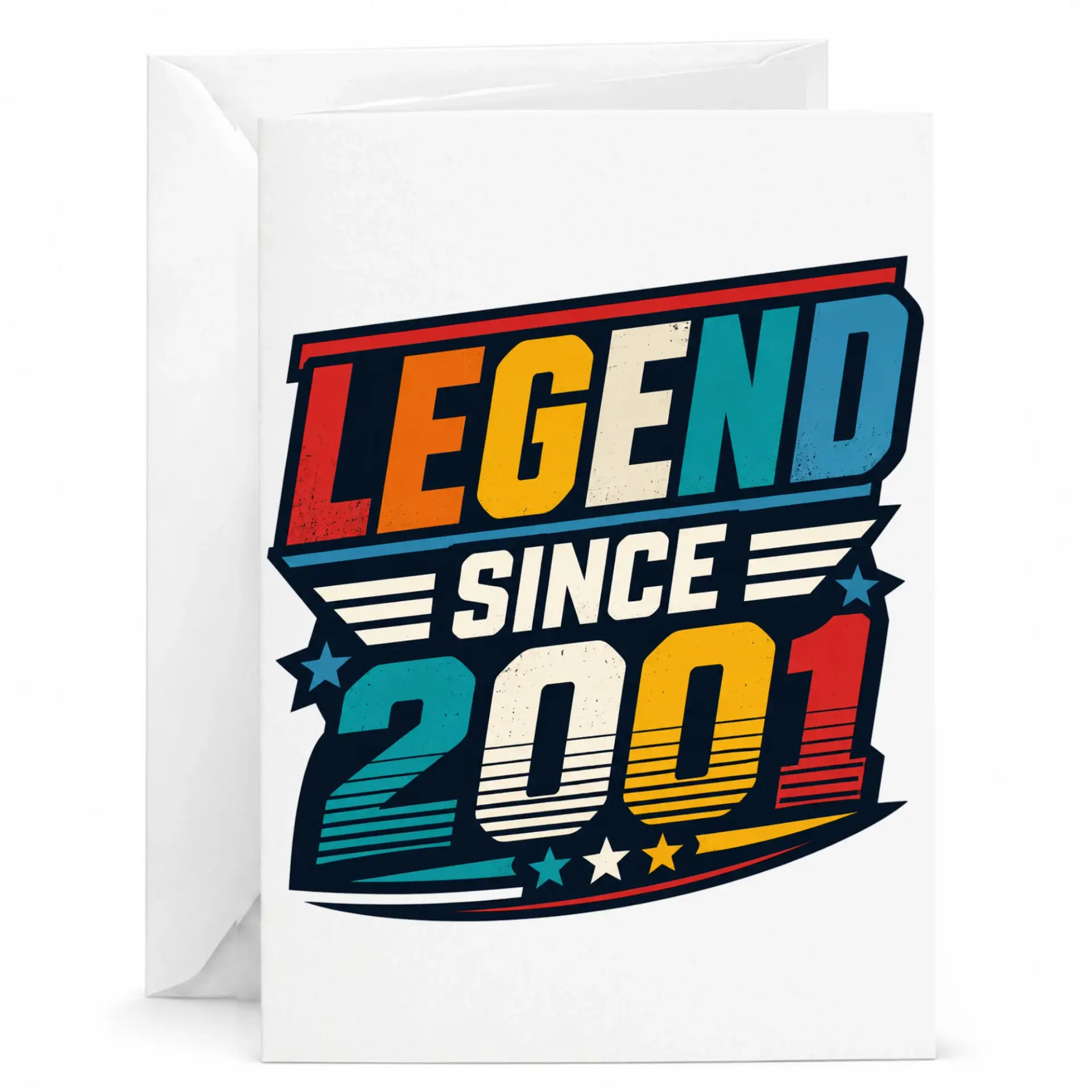 Greeting Card Legend Since 2001 Vintage Retro Style Birthday Anniversary Milestone Celebration Stationary for Everyone