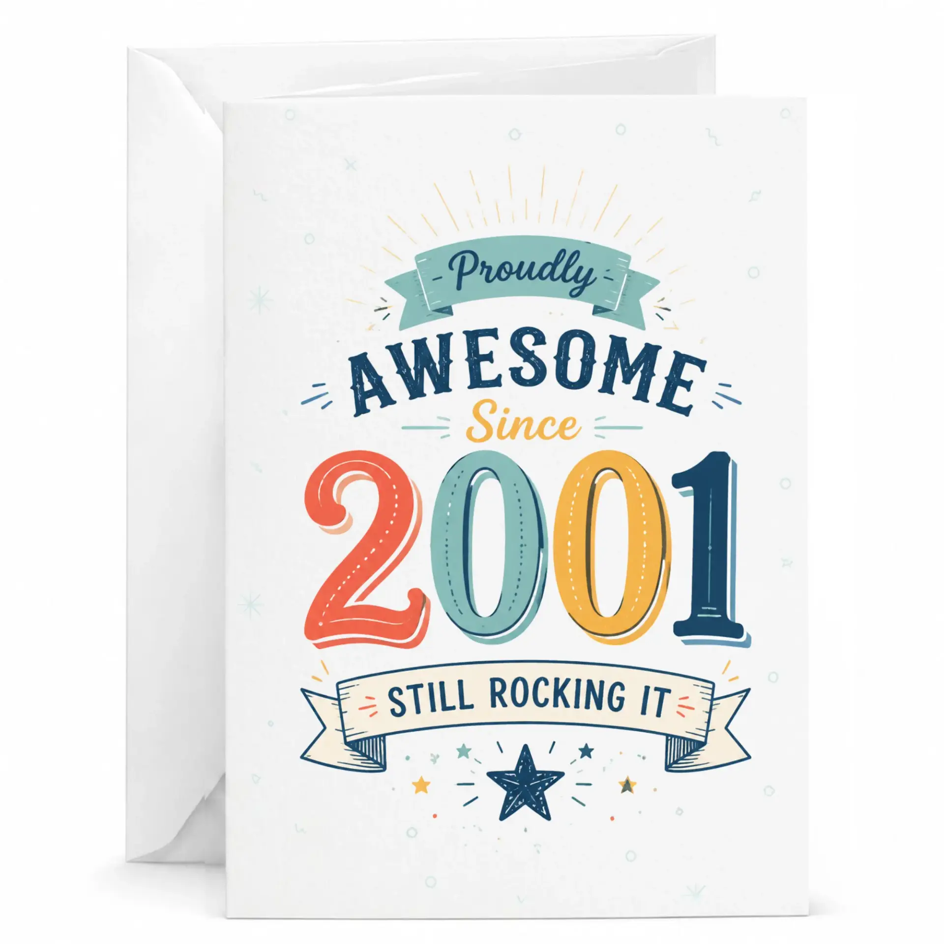 Birthday Card Proudly Awesome Since 2001 Funny Milestone Greeting Card with Matching White Envelope 5x7 Inches