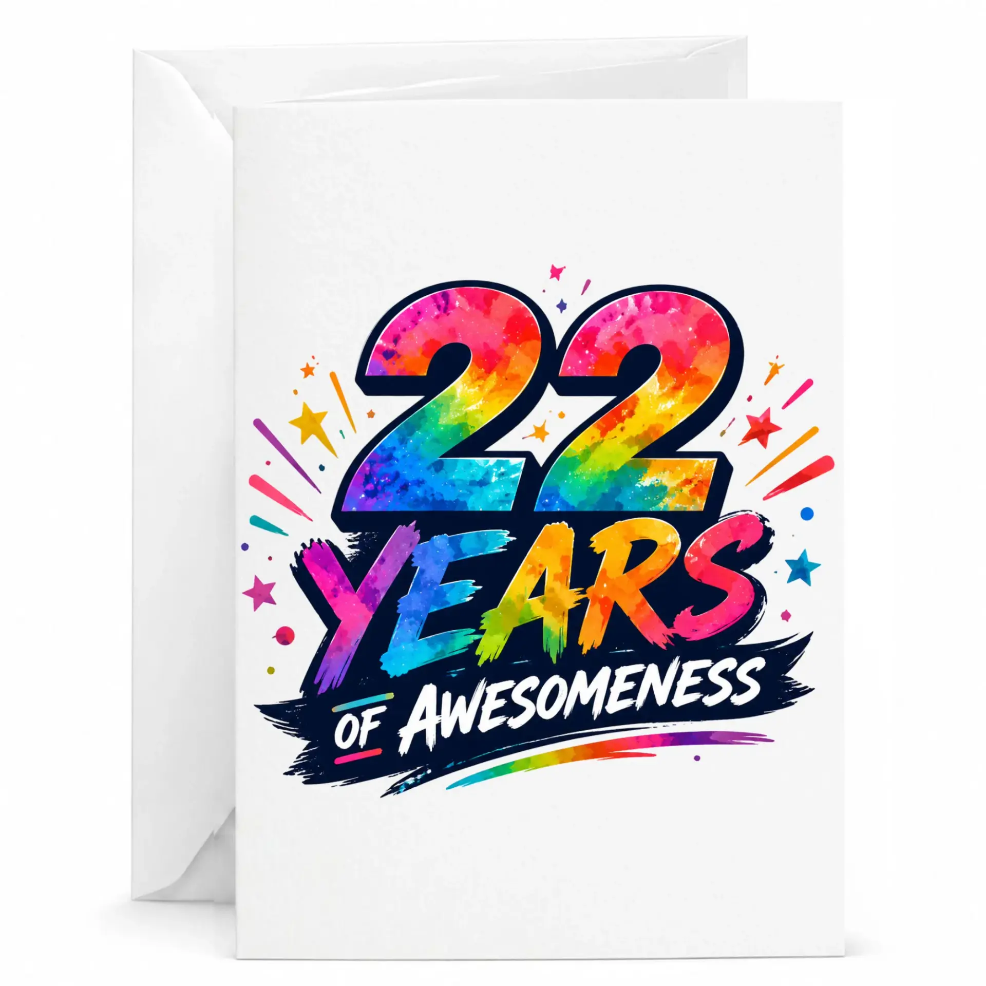 Birthday Card 22 Years of Awesomeness Colorful Watercolor Design Greeting Card for Milestone Celebration Anniversary
