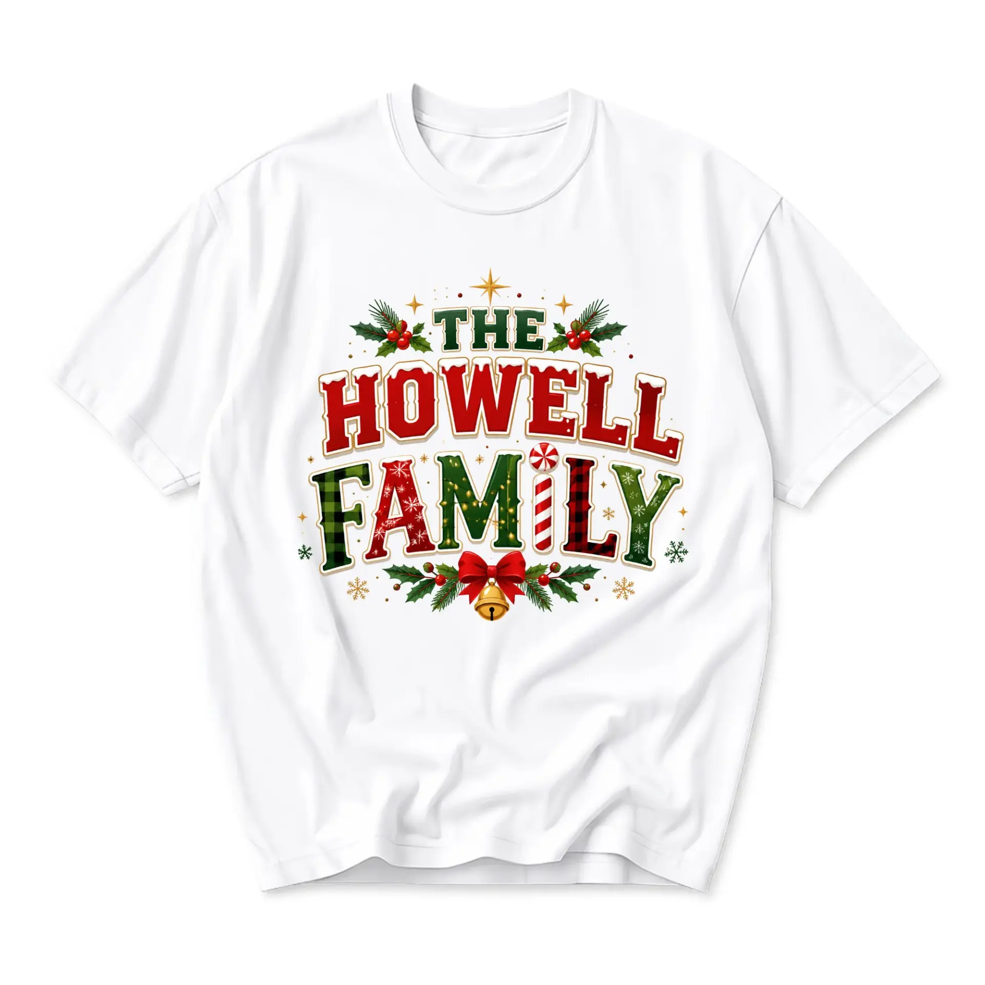 T-shirt the Family Christmas Holiday Graphic Tee Unisex Casual Short Sleeve