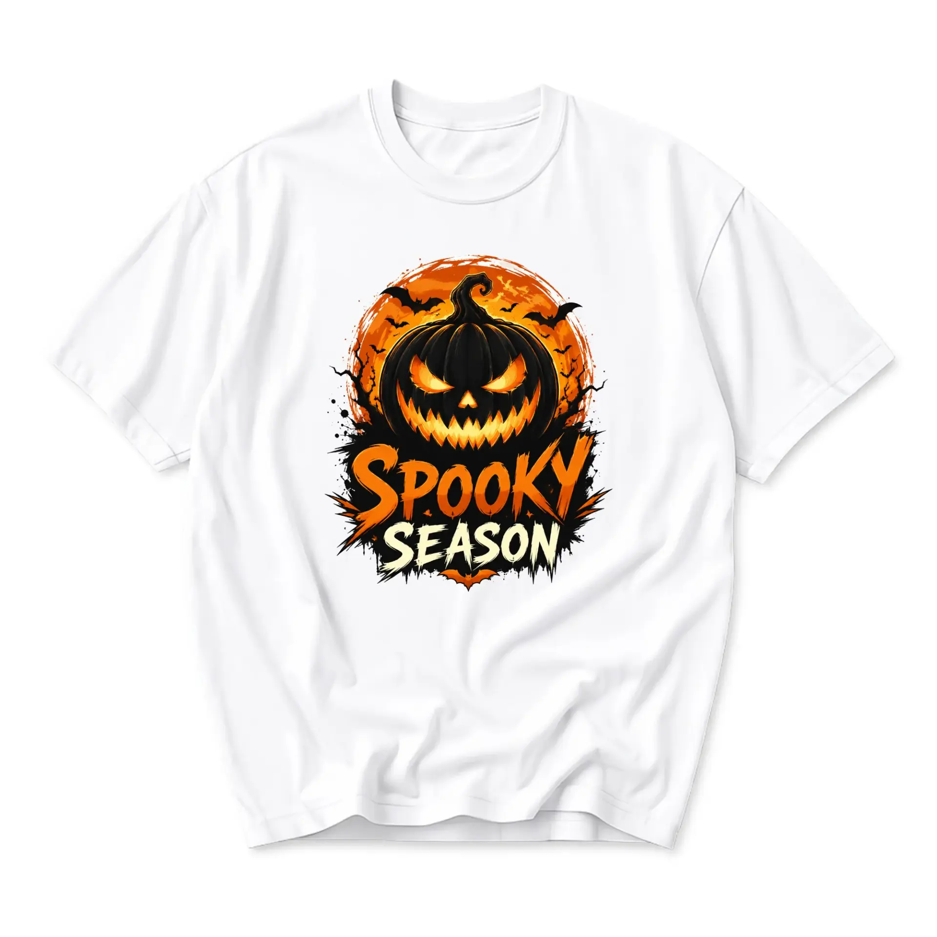 Funny Shirt Spooky Season Graphic Tee Unisex Crew Neck Casual Cotton Blend Pumpkin Halloween Holiday Apparel