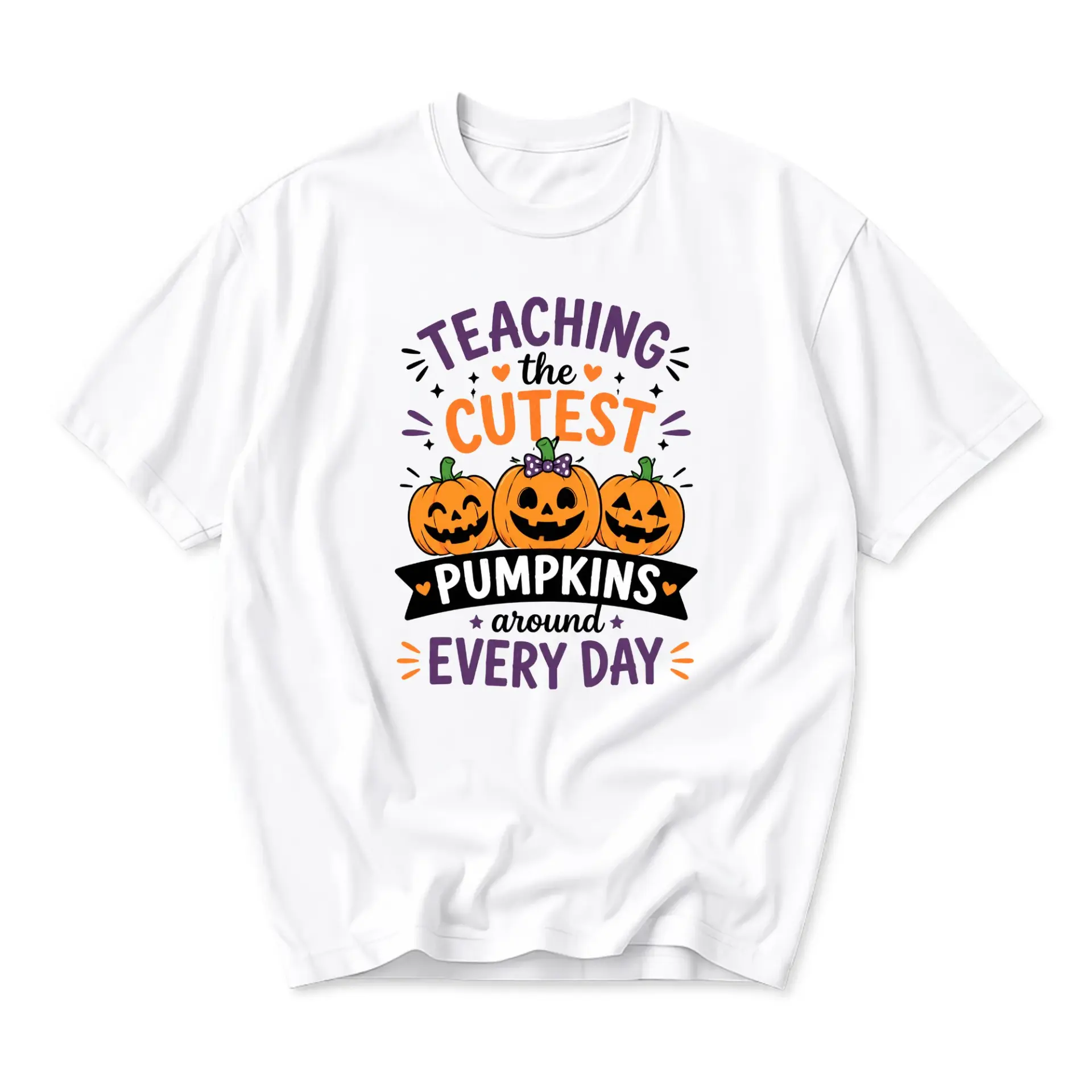 Graphic Tee Teaching the Cutest Pumpkins Around Every Day Unisex Fall Season Autumn Crew Neck Short Sleeve Shirt