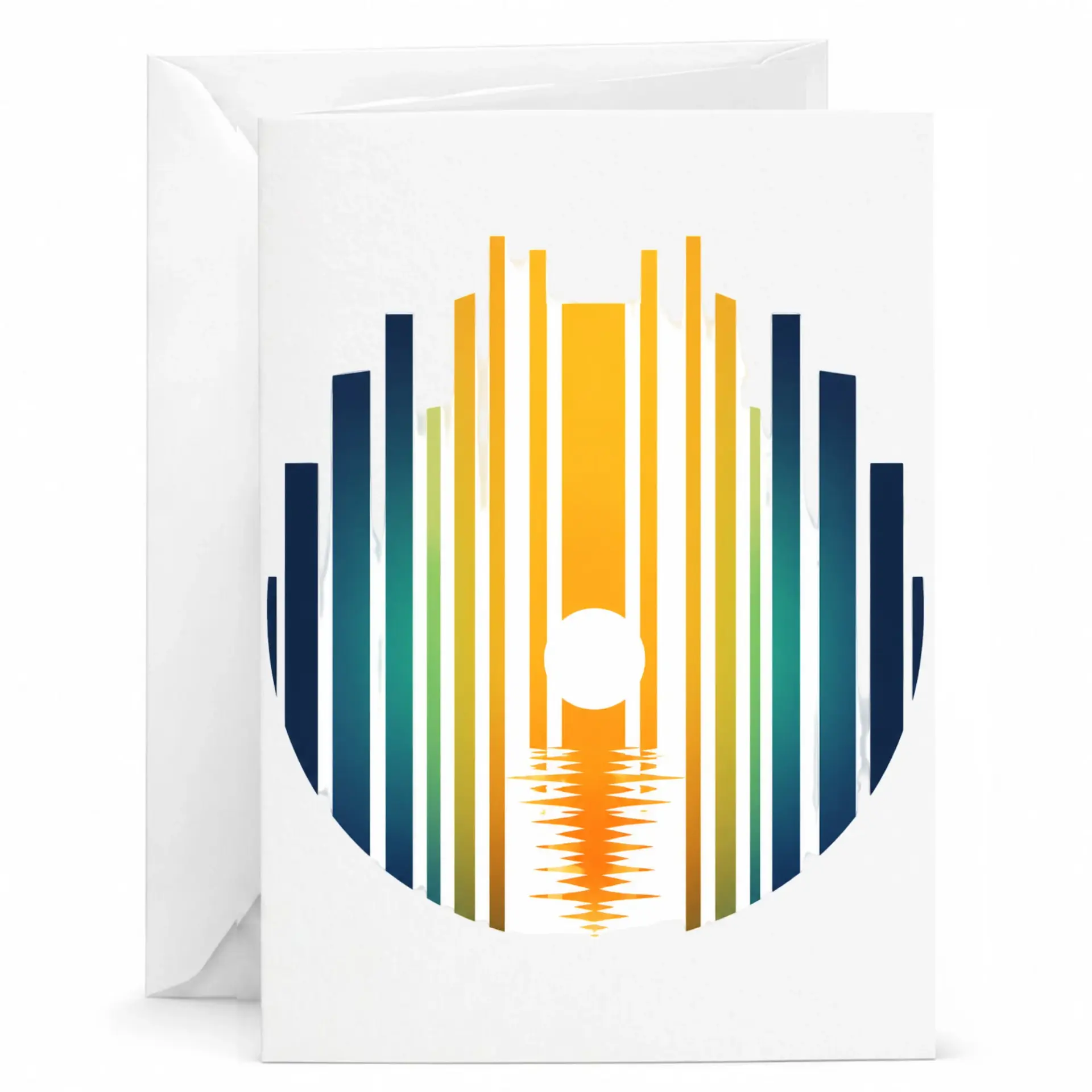 Greeting Card Abstract Sunset Sunrise Minimalist Art Design Printed Note Card with Envelope for Any Occasion