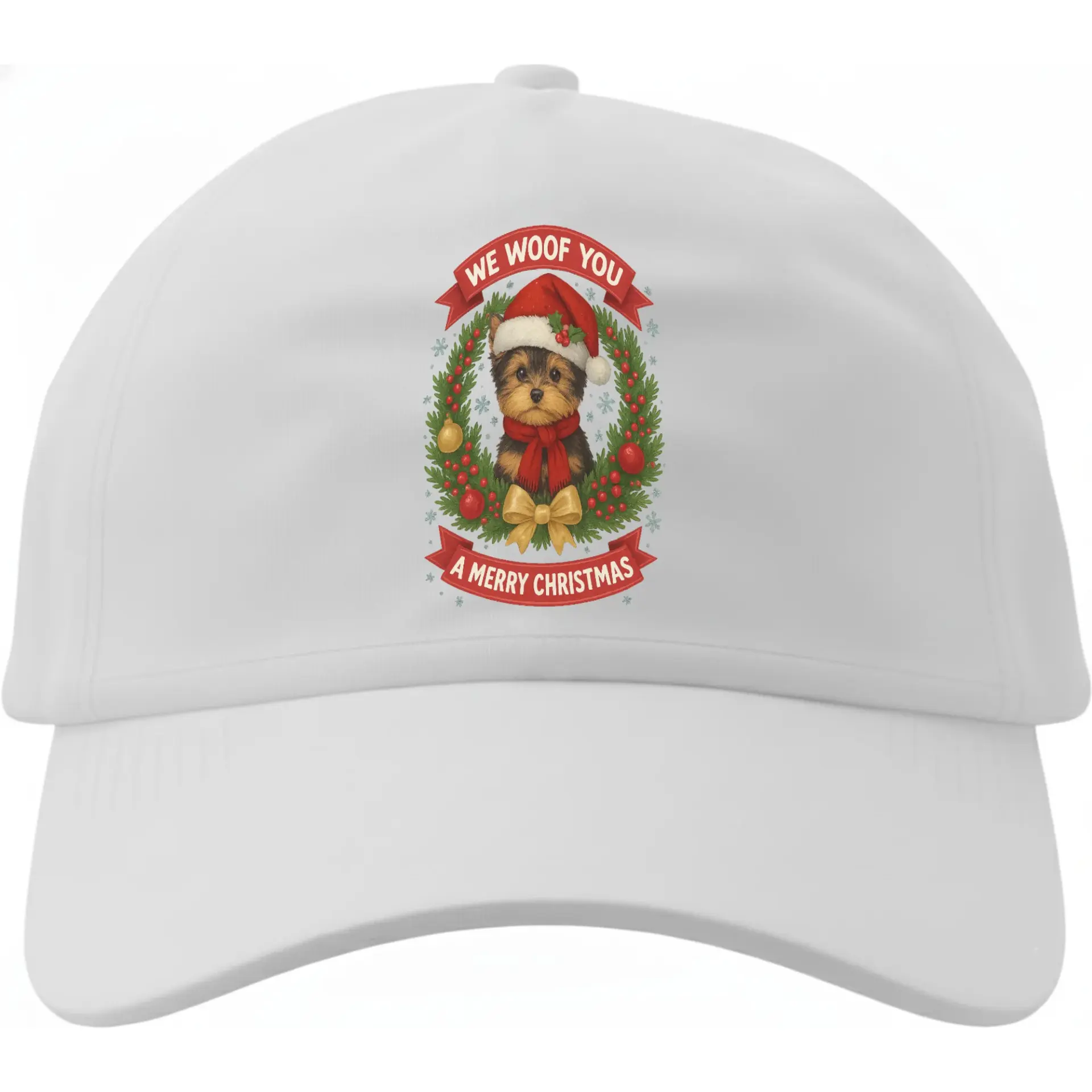 Dad Hat Christmas Dog Baseball Cap with Puppy Santa Claus Graphic Cute Holiday Embroidered Style Adjustable Headwear
