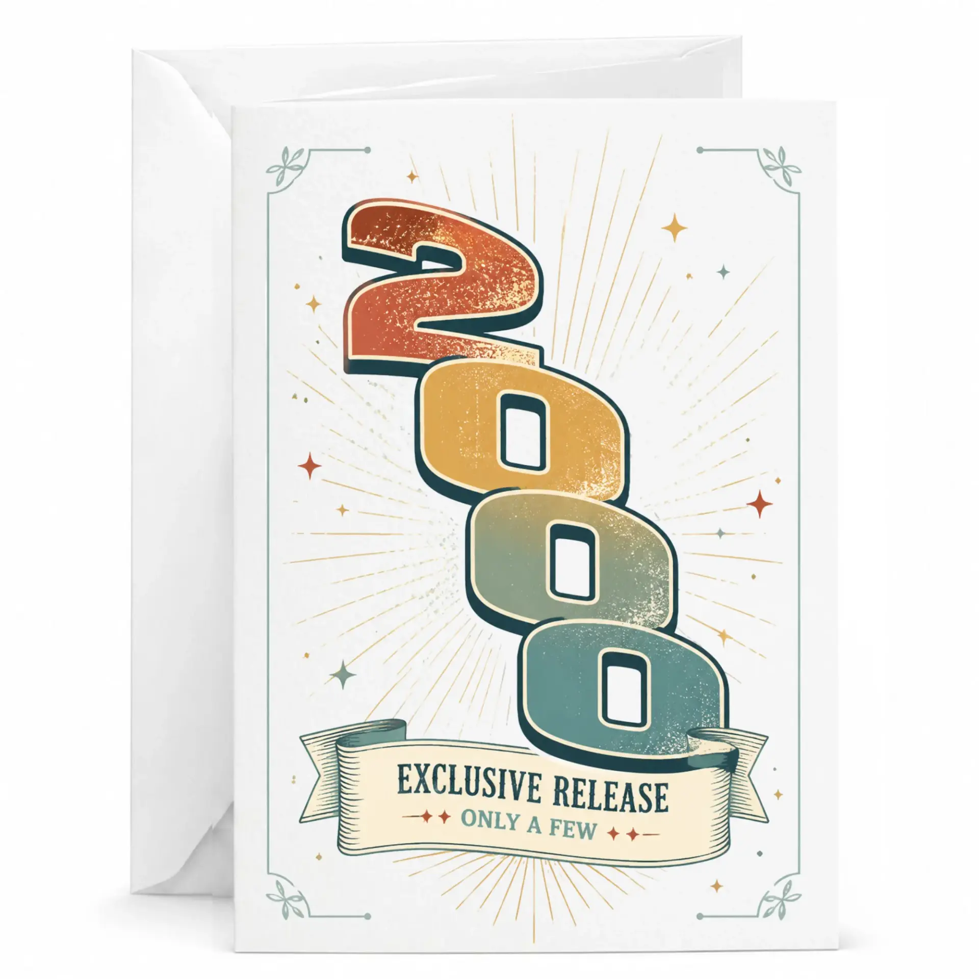 Greeting Card 2000 Exclusive Release Retro Style Design Printed Stationery for Special Milestones and Celebration Events