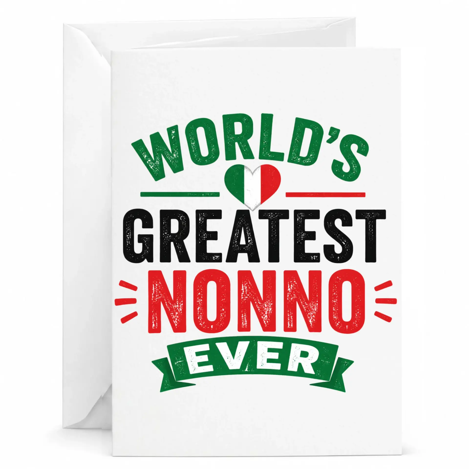 Greeting Card for Nonno Featuring Italian Flag Heart Design Funny Appreciation Note Grandfather Birthday or Holiday