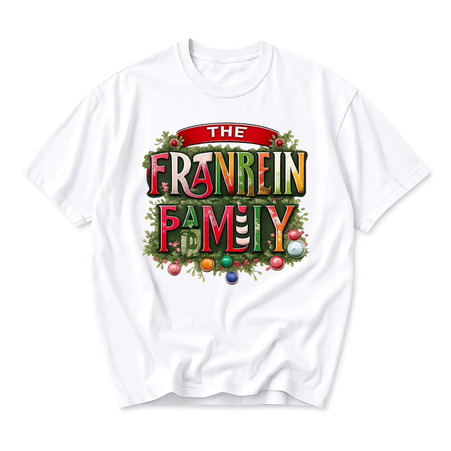 Graphic Tee the Franrein Family Holiday Wreath Print Unisex Crew Neck