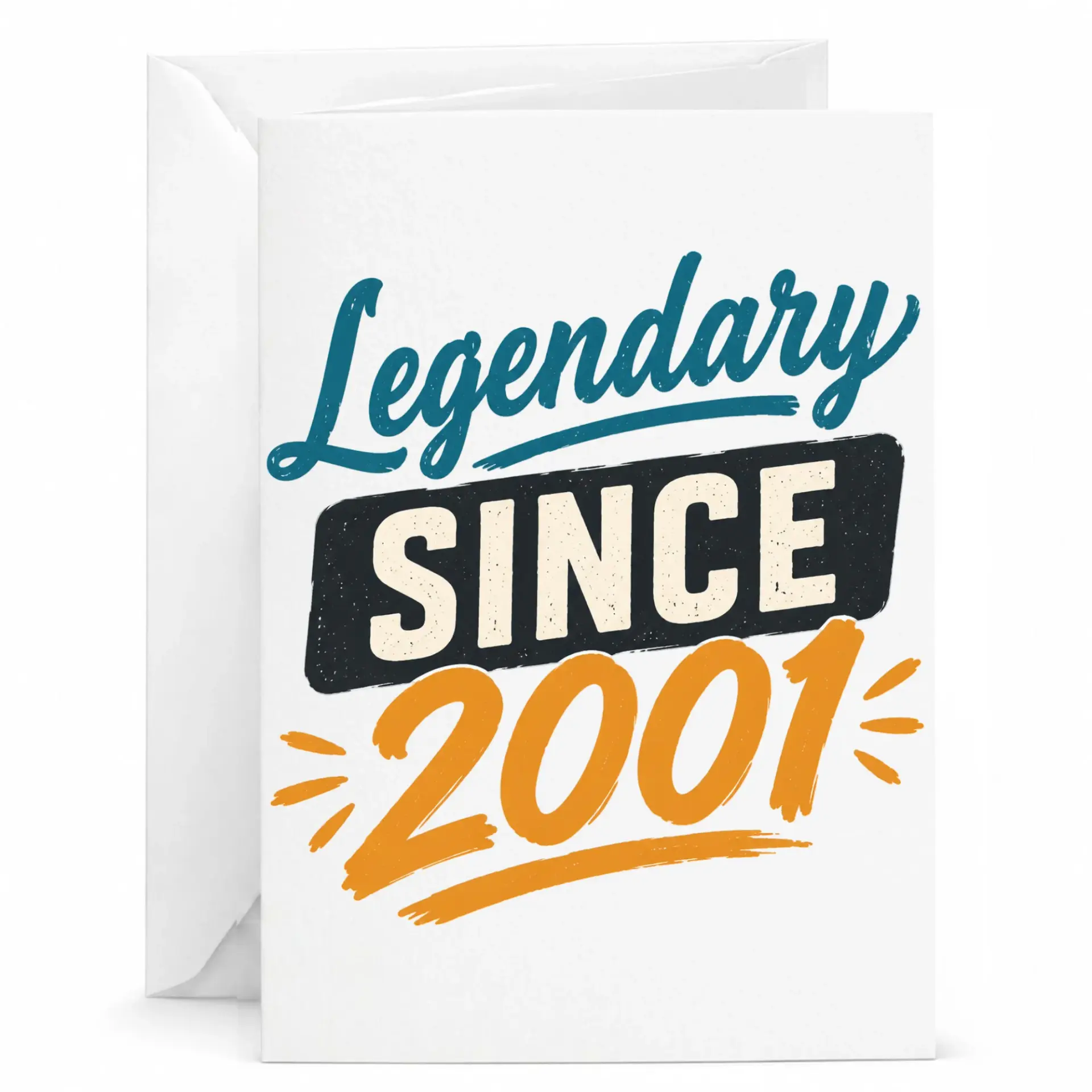 Greeting Card Legendary Since 2001 Vintage Style Birthday Milestone Stationery for Friends and Family Members