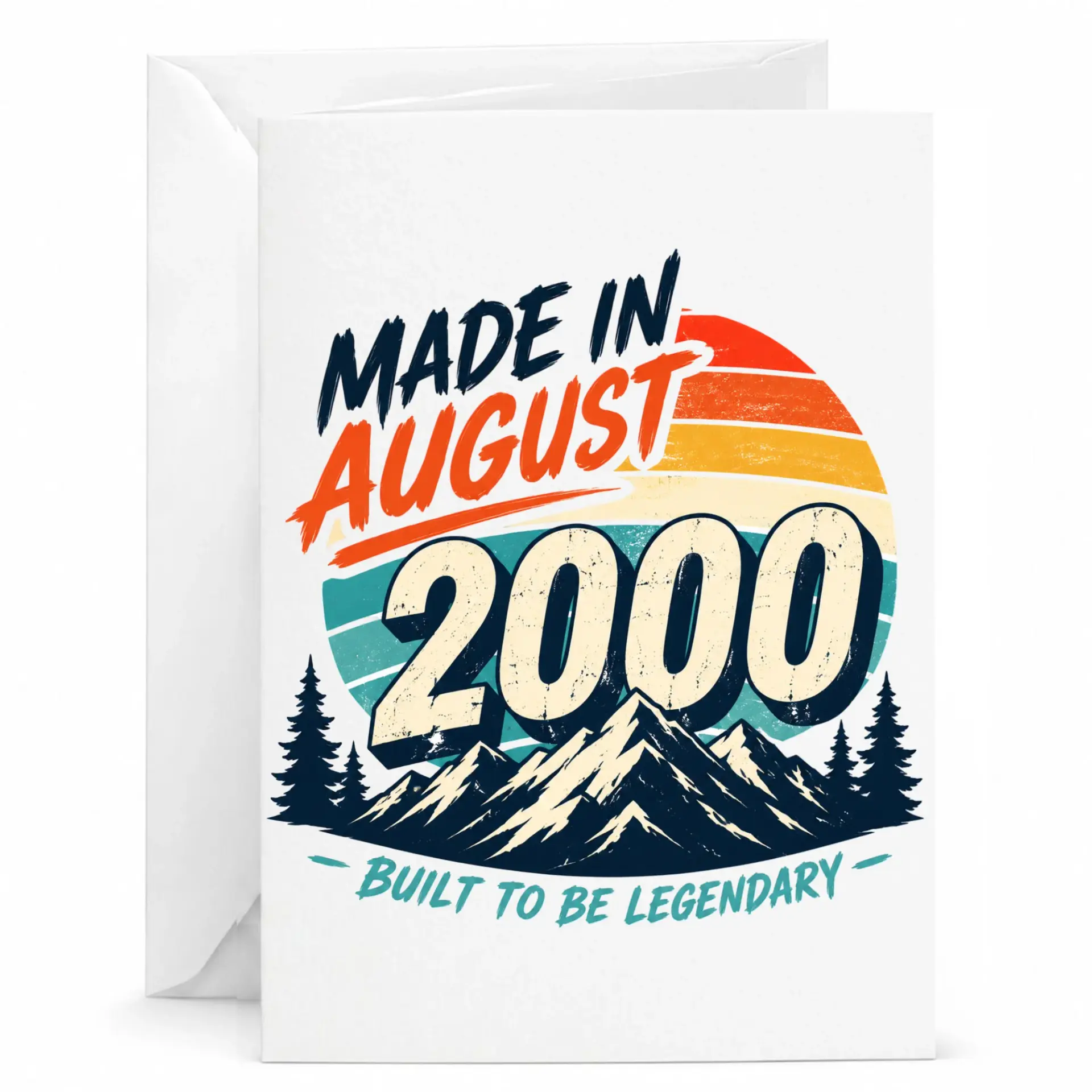 Birthday Card Made in August 2000 Vintage Retro Style Greeting Card for Milestone Celebration with White Envelope