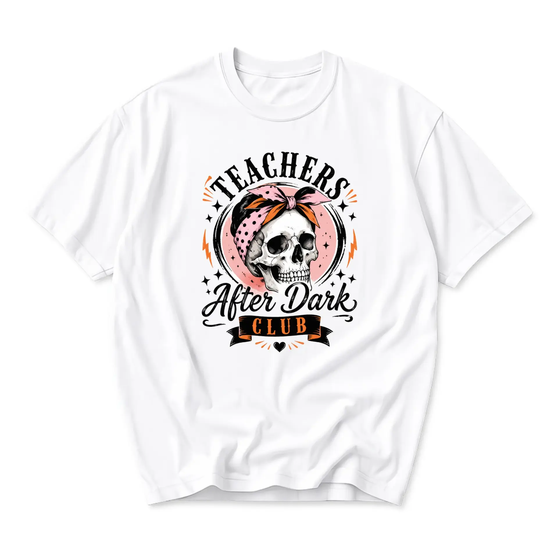 Graphic Tee Teachers After Dark Club Skull Design Unisex Crew Neck Short Sleeve Cotton Casual Everyday Apparel