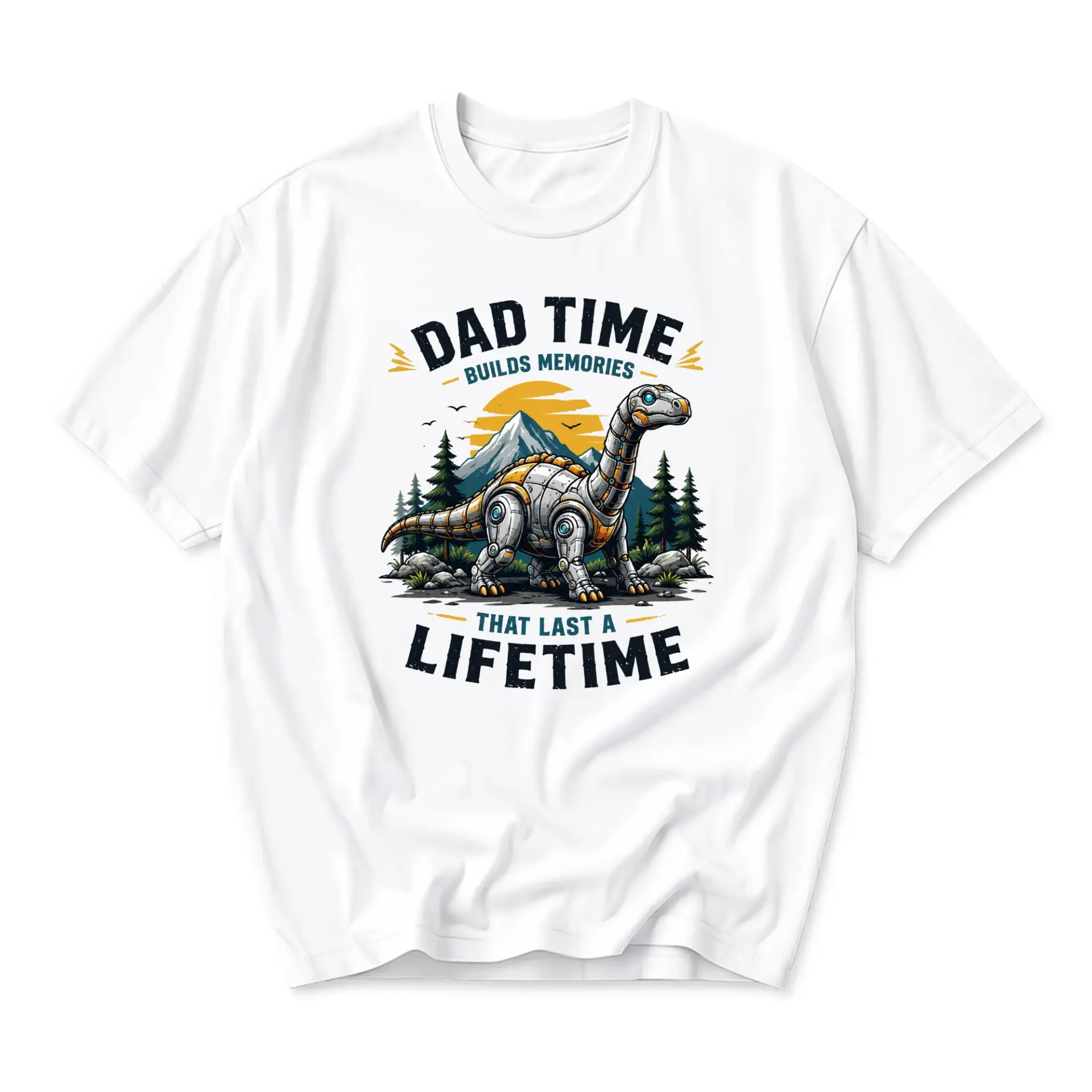 Graphic Tee Dad Time Builds Memories That Last a Lifetime Unisex Crew Neck Shirt Casual Short Sleeve Apparel White