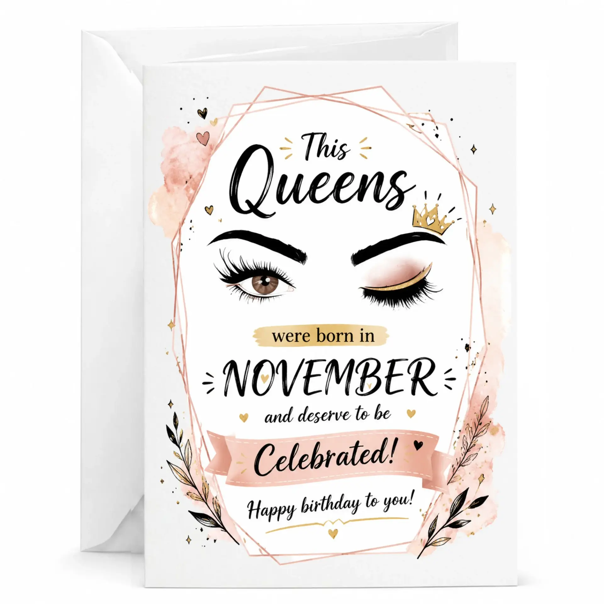 Birthday Card for Her November Queens Elegant Floral Greeting Card for November Birthdays Premium Paper Cardstock