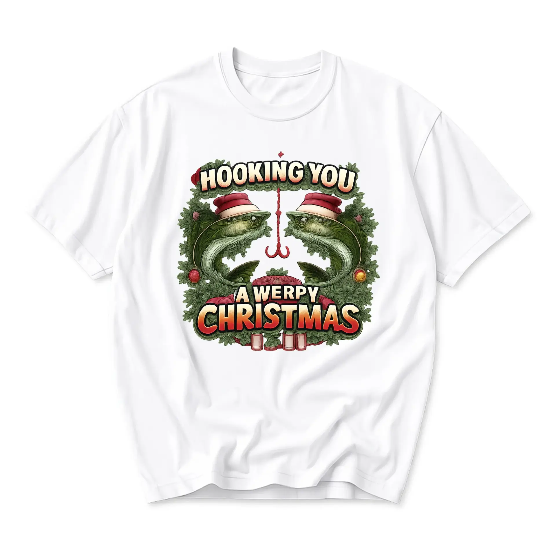 Funny Shirt Hooking You a Werpy Christmas Fishing Holiday Unisex Graphic
