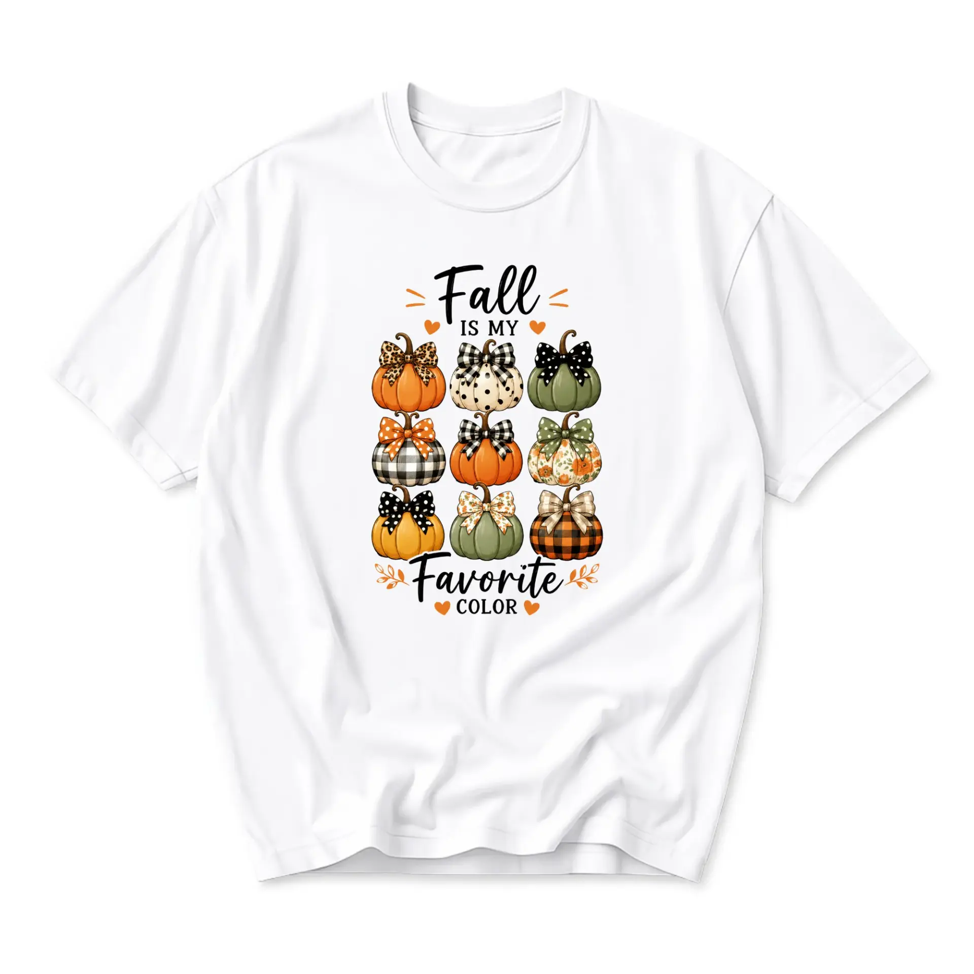 Graphic Tee Fall Is My Favorite Color Pumpkin Patch Autumn Unisex Short Sleeve Crew Neck Casual Cotton Shirt White