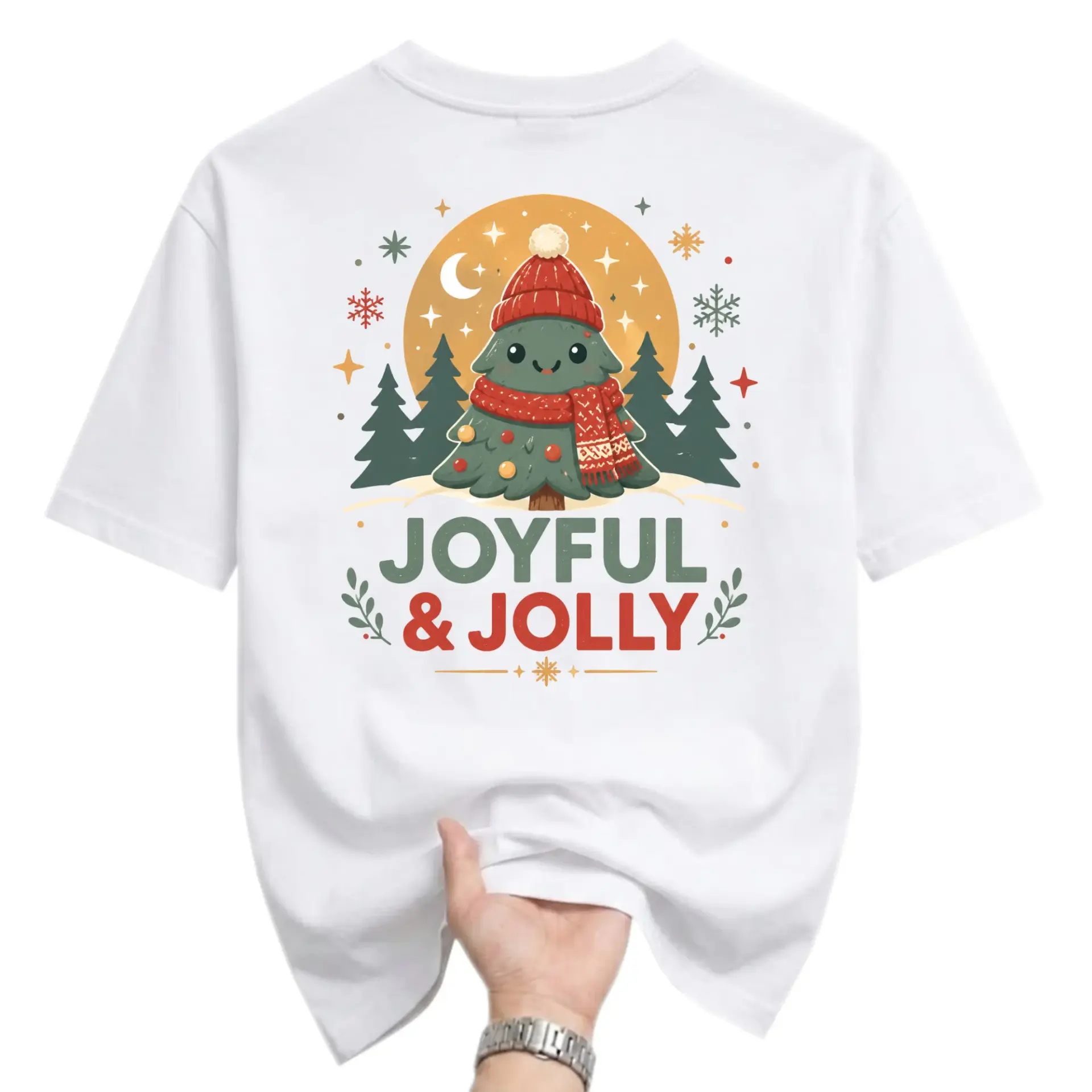 Graphic Tee Joyful and Tree Shirt Unisex Crew Neck Short Sleeve Casual