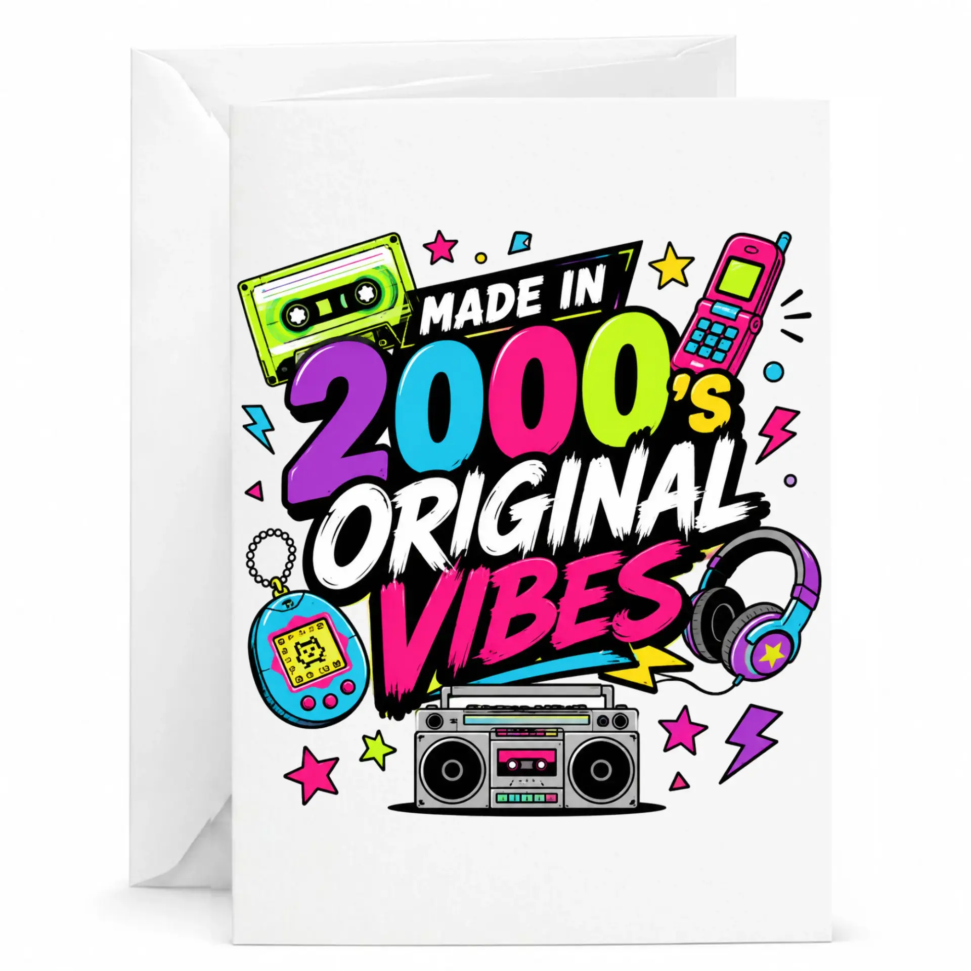 Greeting Card Made in 2000s Original Vibes Retro Aesthetic Nostalgia Design for Birthday and Celebrations
