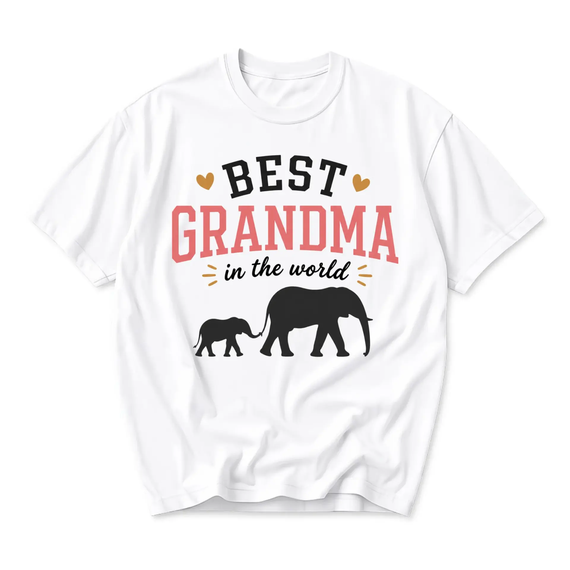 T-shirt Best Grandma in the World Graphic Tee Featuring Cute Elephant