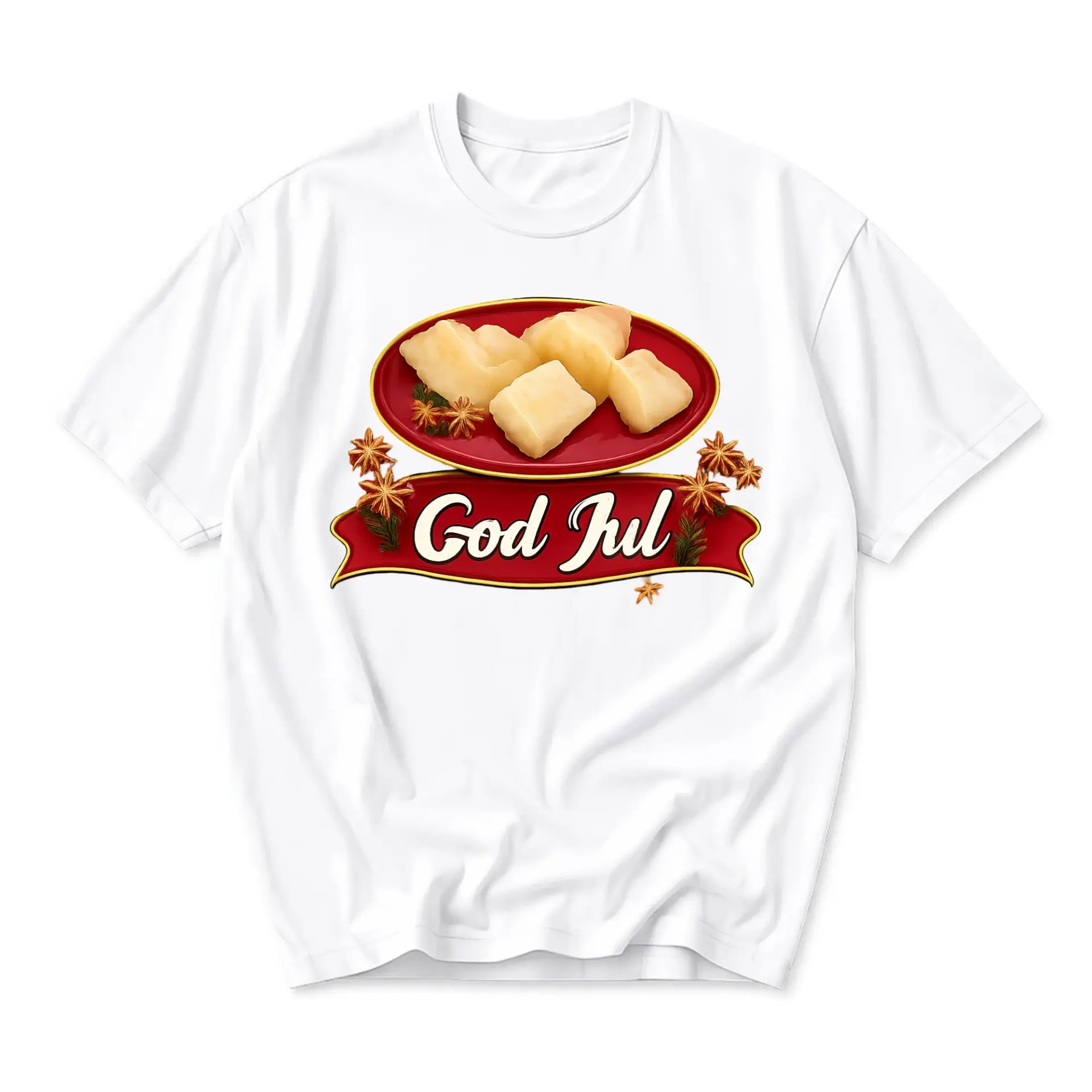 T-shirt God Jul Graphic Tee Scandinavian Christmas Food Illustration
