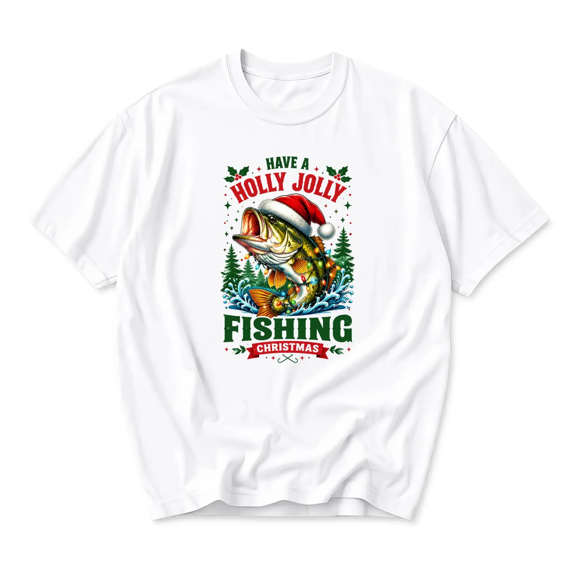 Funny Shirt Have a Fishing Christmas Graphic Tee for Anglers Holiday Season