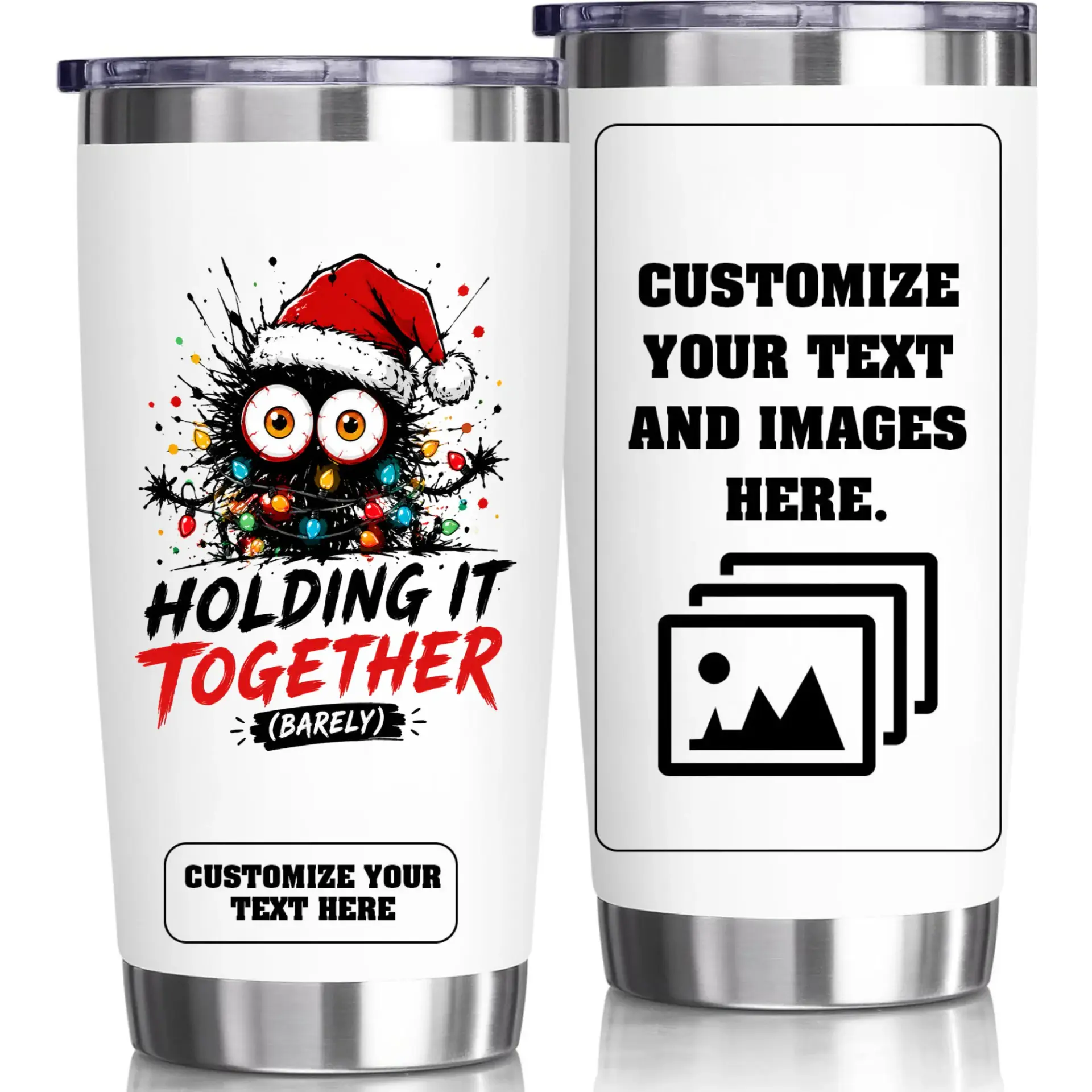 Stainless Steel Tumbler Holding It Together Barely Christmas Character 20oz Vacuum Insulated Travel Mug for Drinks