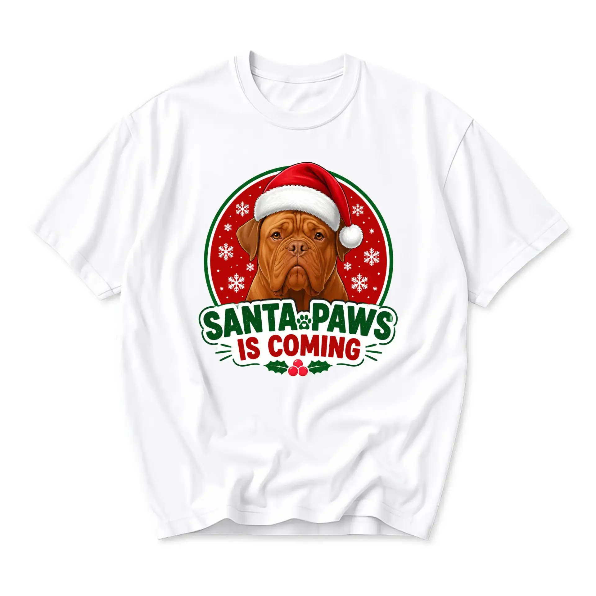 Funny Shirt Santa Paws Is Coming Dog Graphic Tee Unisex Crew Neck Casual