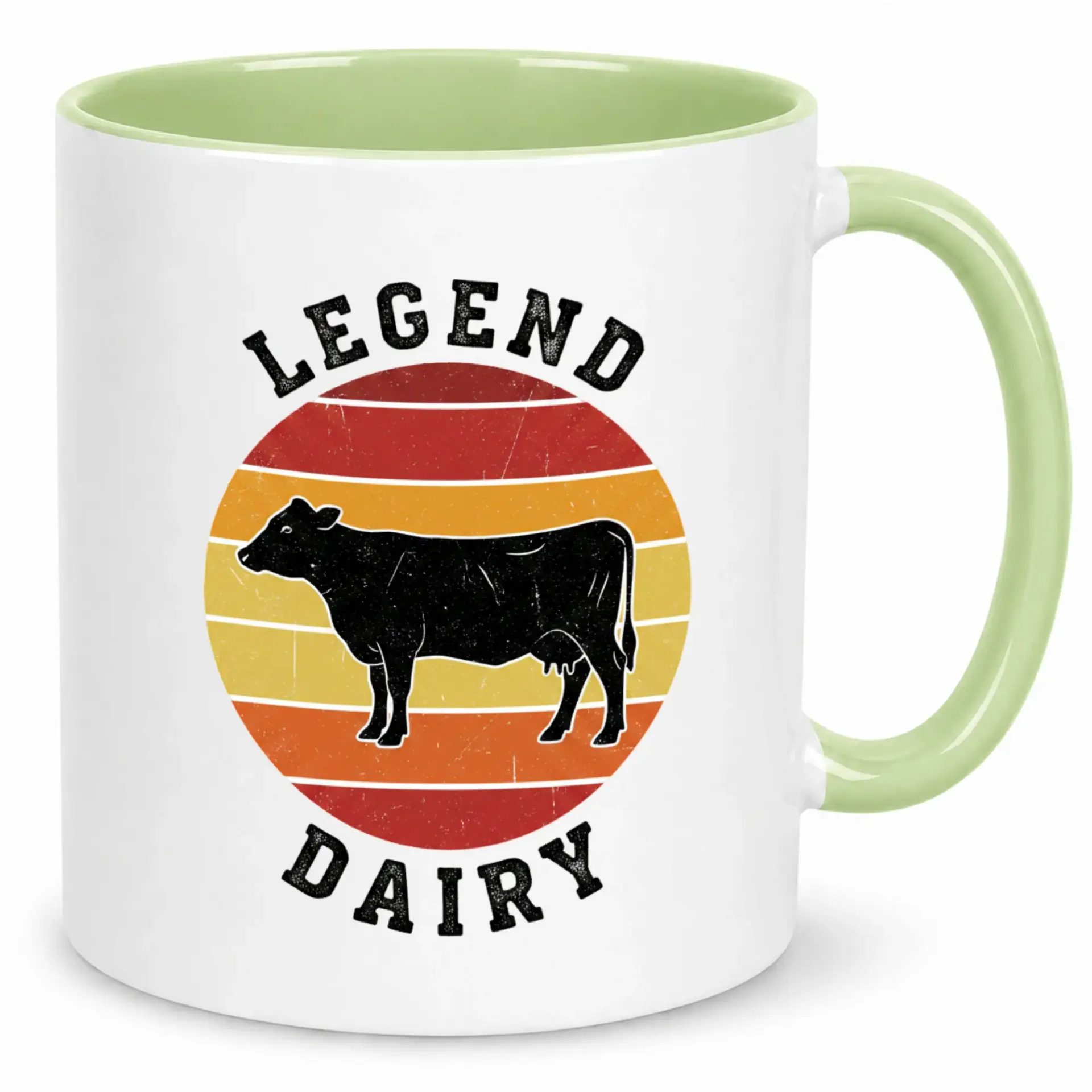 Funny Legend Dairy Cow Farmer Coffee Mug Retro Sunset Farm Animal Drinkware Unique Ceramic Tea Cup Gift for Ranch Lovers & Country Enthusiasts