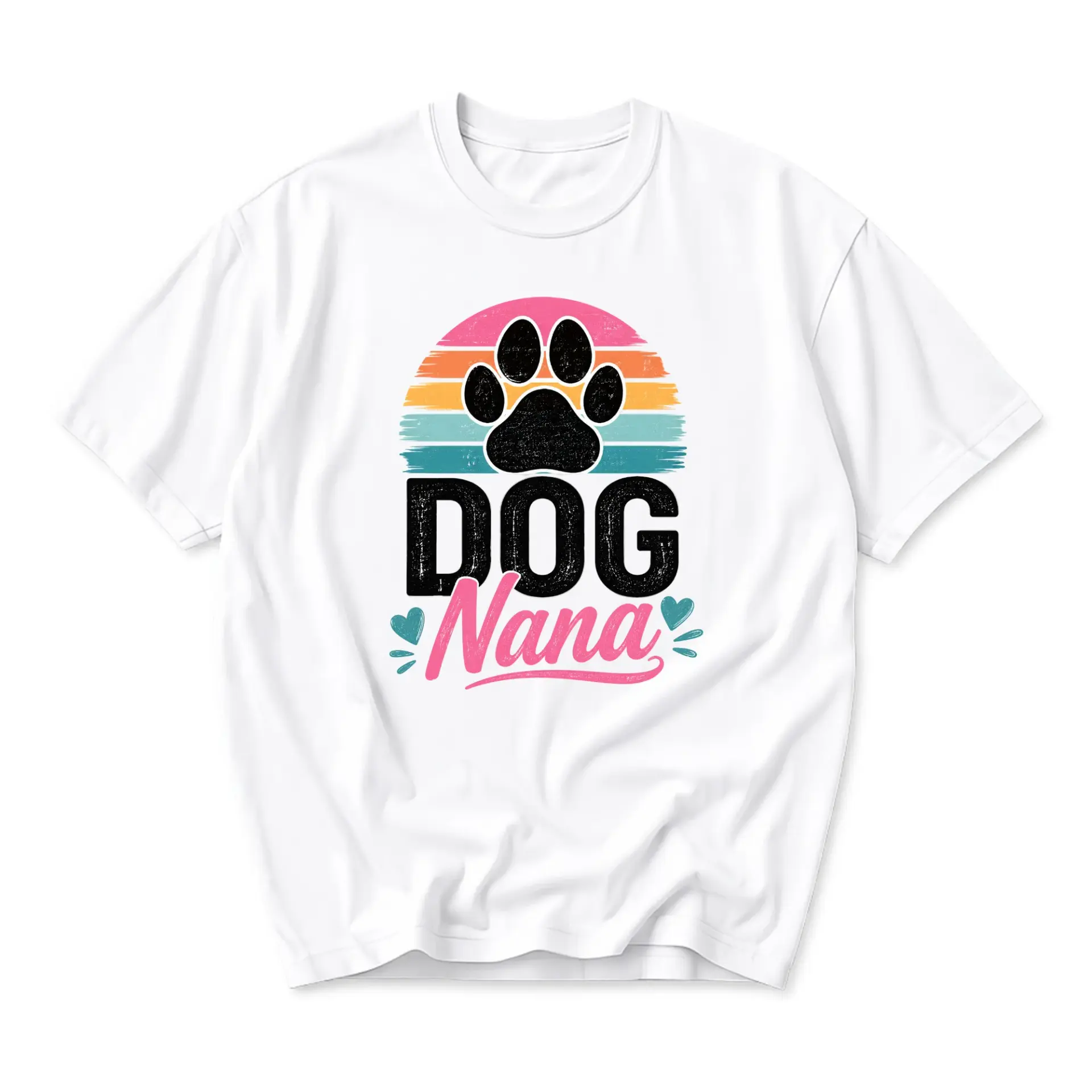 Graphic Tee Dog Nana Paw Print Retro Sunset Unisex Shirt for Pet Lovers