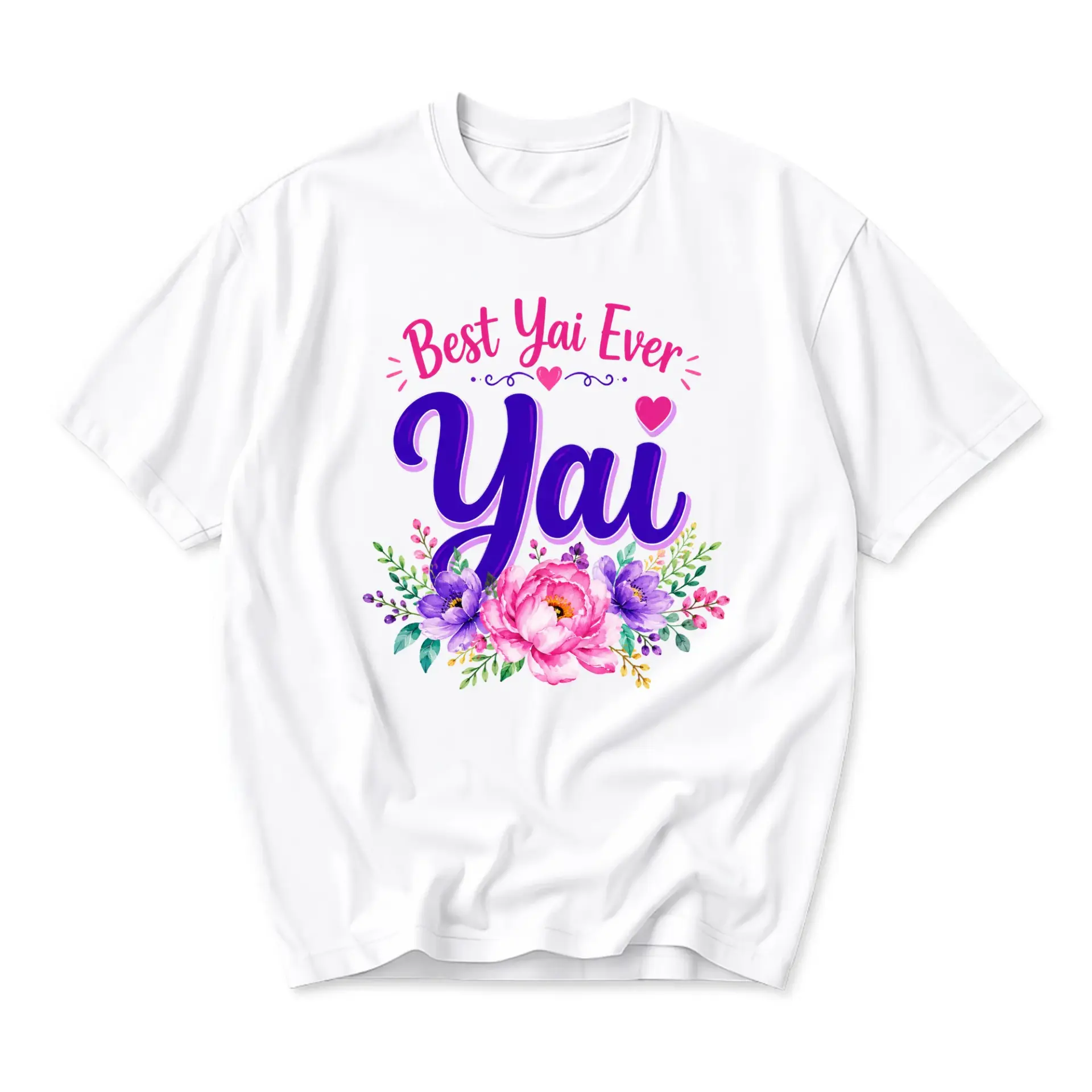Graphic Tee Best Yai Ever Floral Print Unisex Crew Neck Casual Everyday