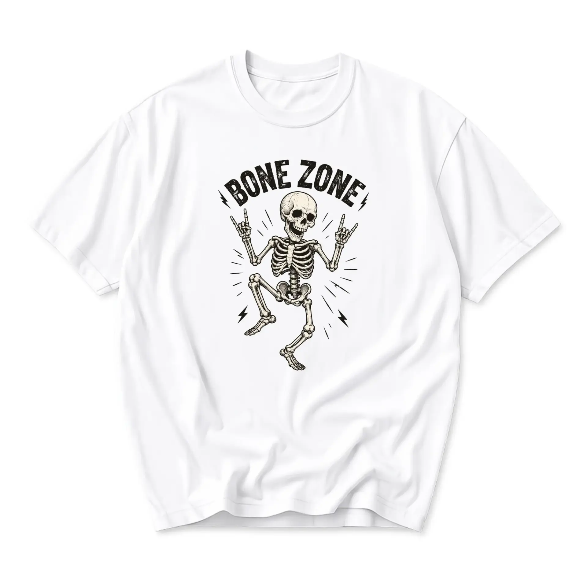 Graphic Tee Bone Zone Skeleton Illustration Unisex Crew Neck Short Sleeve Casual Cotton Blend Apparel White