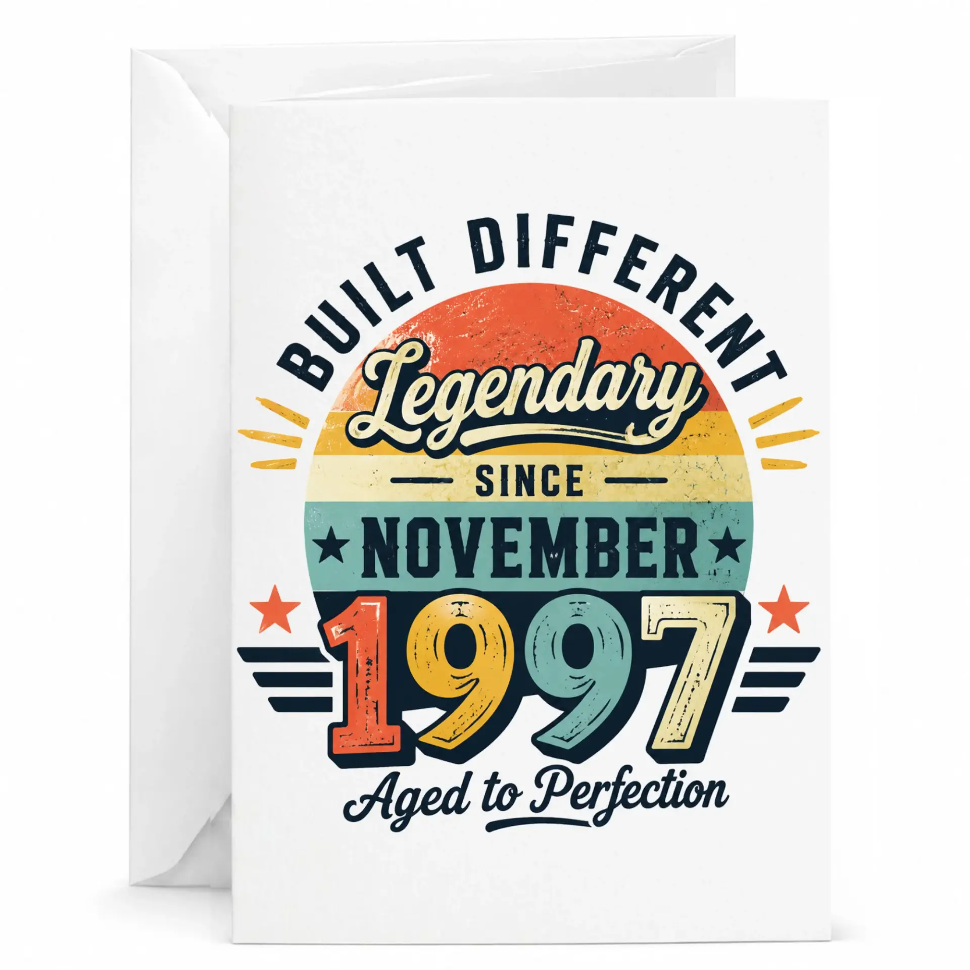 Birthday Card Built Different Legendary Since November 1997 Vintage Style Greeting Card for Milestone Celebration