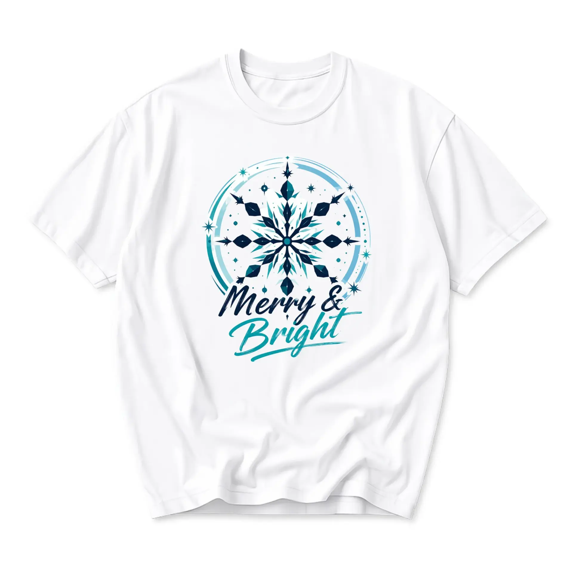 Graphic Tee Merry and Bright Print Unisex Crew Neck Casual Everyday Holiday