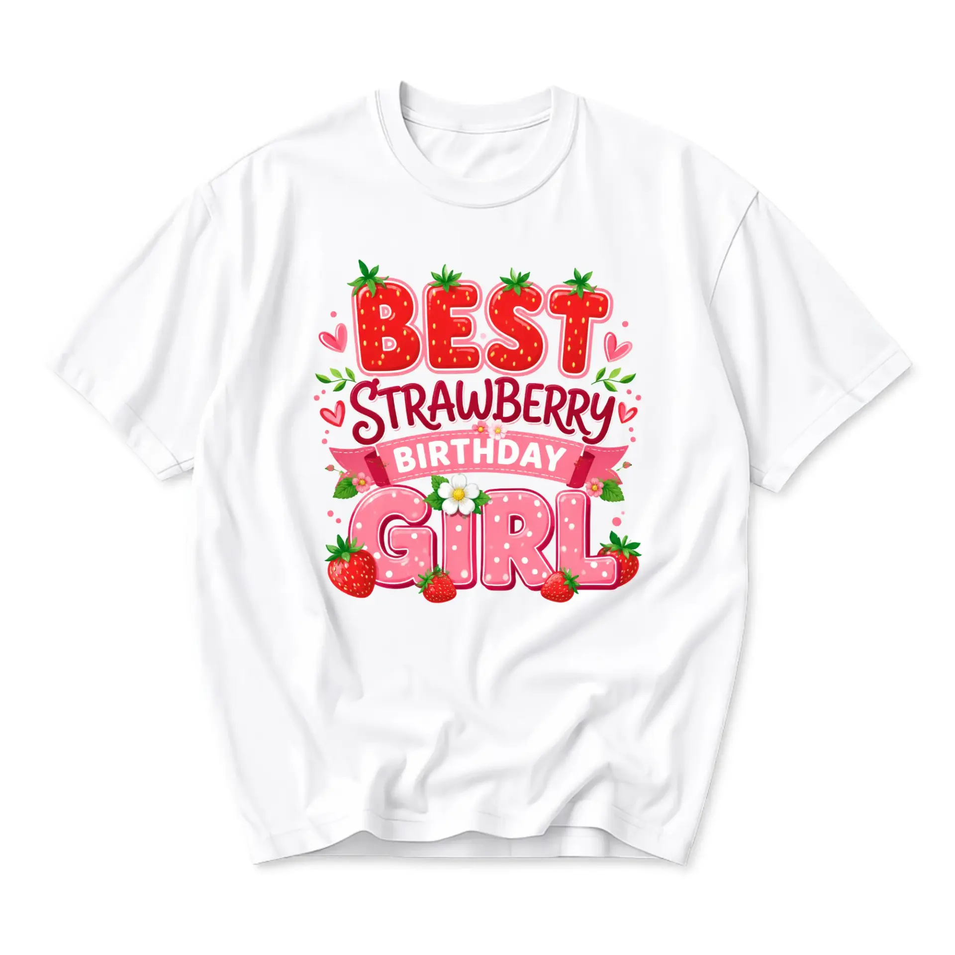 Graphic Tee Unisex Strawberry Birthday Girl Shirt Cute Fruit Themed Apparel