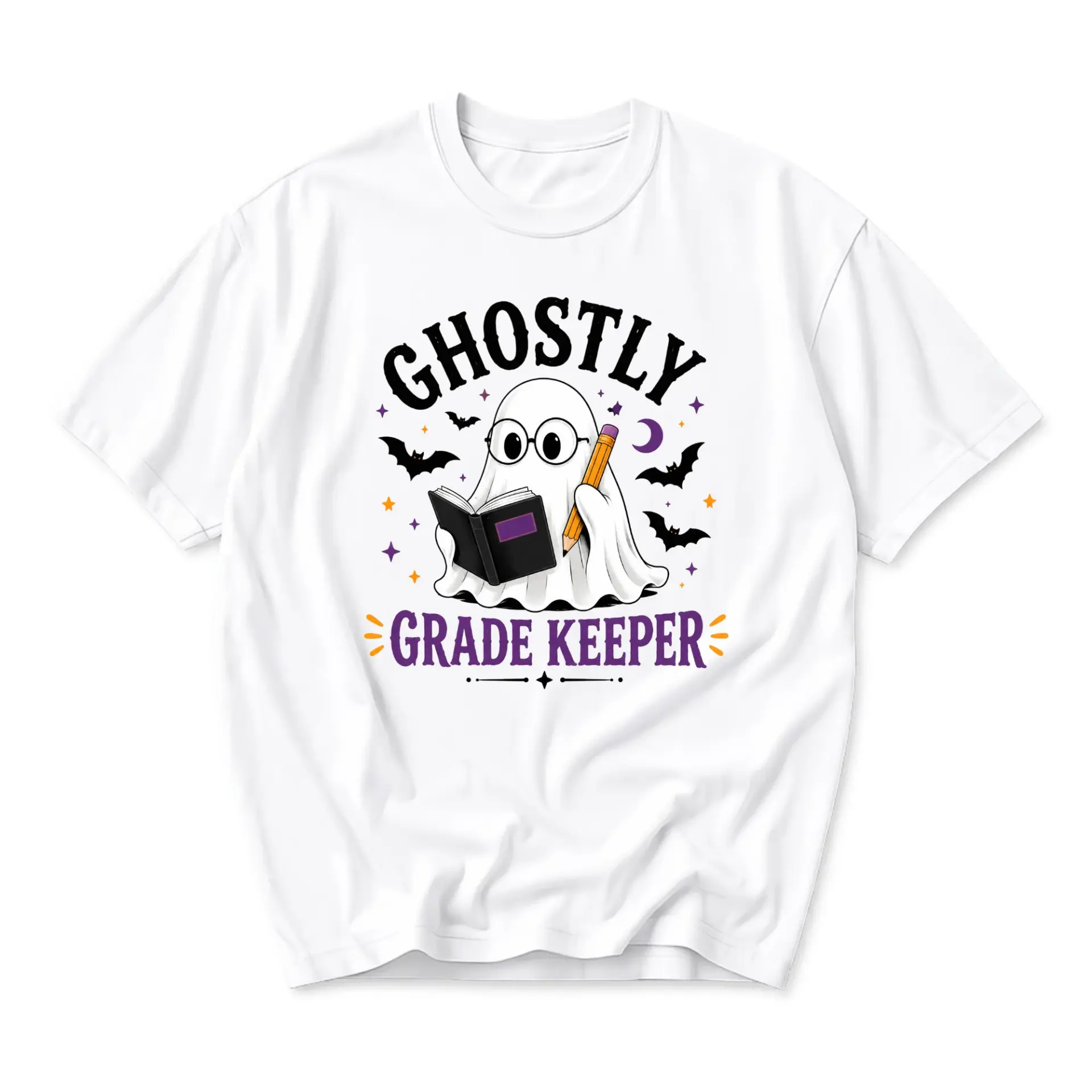 Graphic Tee Ghostly Grade Keeper Unisex Casual Shirt Funny Spooky Humor Apparel for Educators and Students