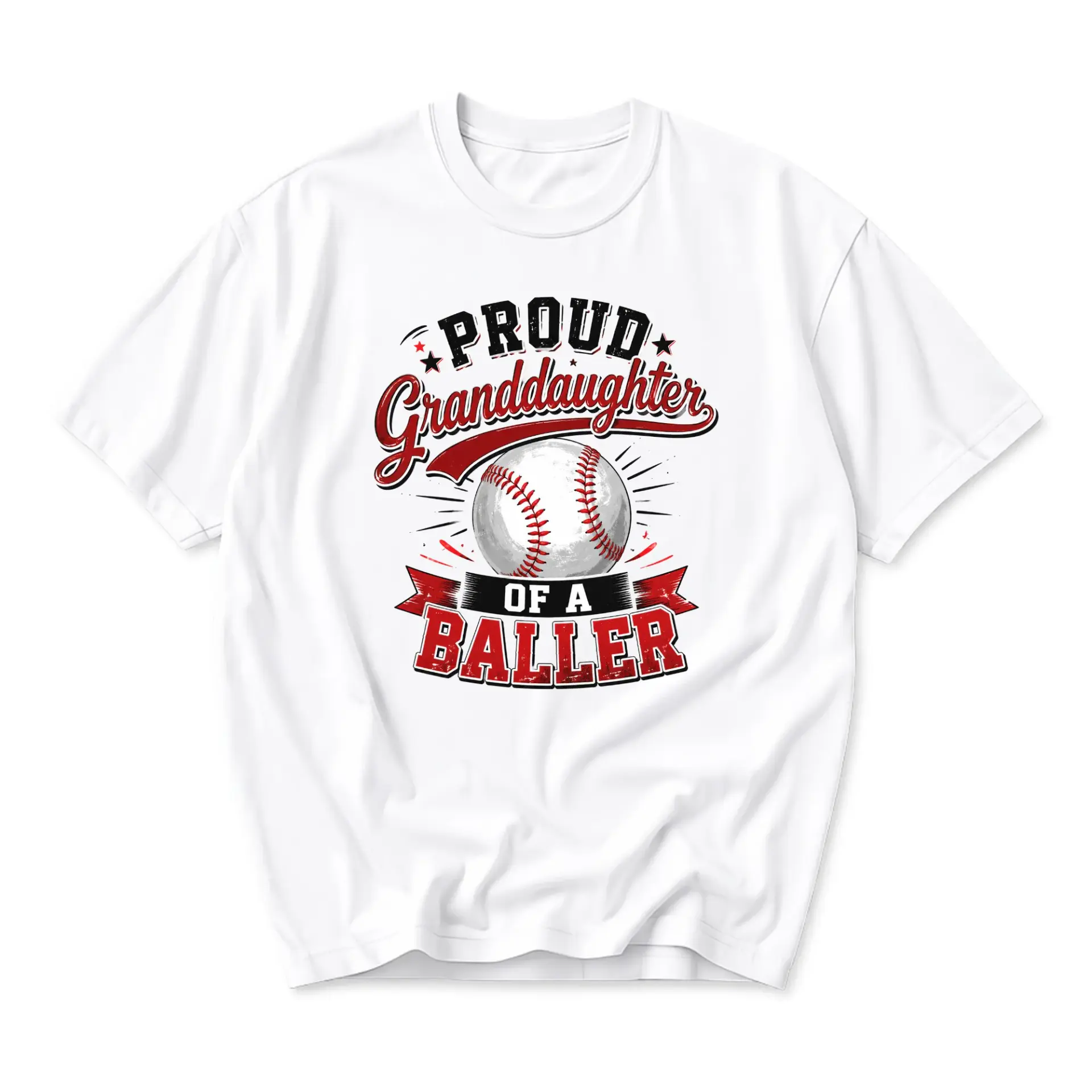 T-shirt Proud Granddaughter of a Baller Graphic Tee Vintage Style Baseball