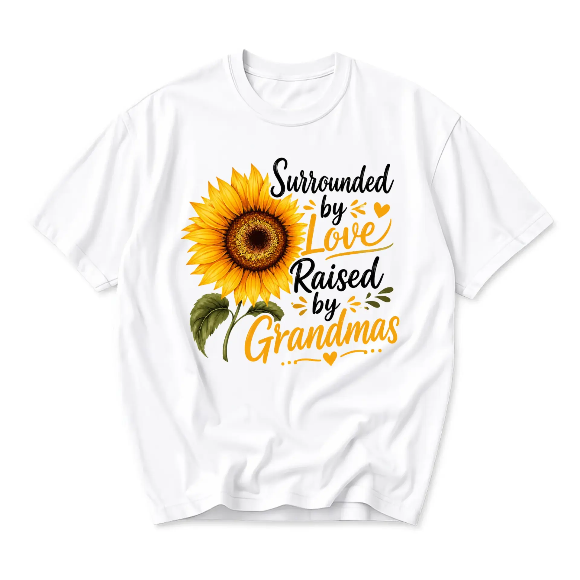 Graphic Tee Surrounded by Love Raised by Grandmas Sunflower Design Unisex